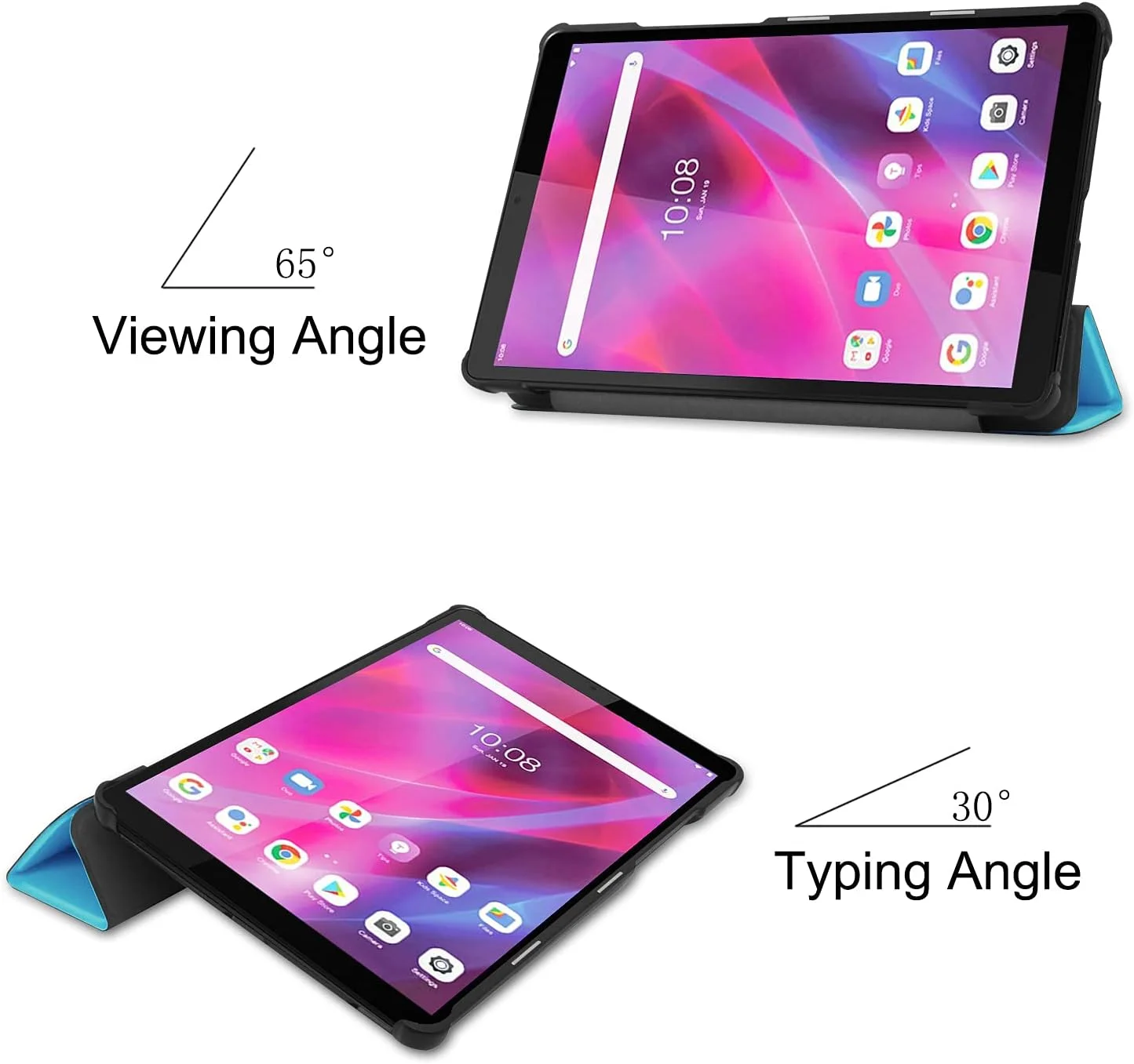 کیف تبلت RanTuo برای Lenovo Tab M8 (نسل 3)، چرم PU، سبک و نازک، ضد آب، ضد گرد و غبار، محافظ ضد افتادن برای Lenovo Tab M8 (نسل 3). (آبی آسمانی)