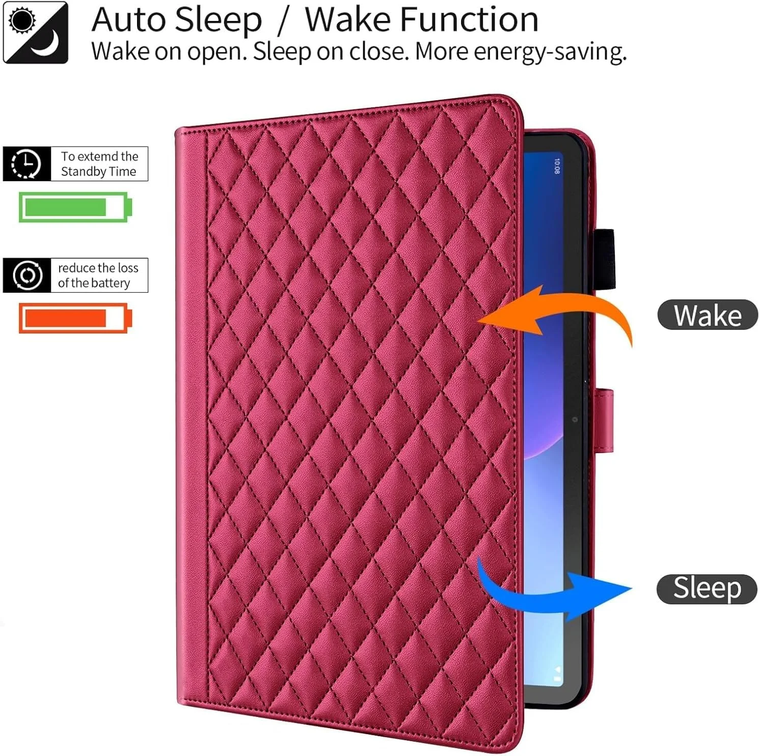 کیف چرمی تبلت Gruattreay سازگار با تبلت Lenovo Tab M10 Plus نسل 3 (TB-125F/128F) سایز 10.6 اینچ 2022، کیف استند PU و TPU با جای کارت، کیف باریک ضد ضربه (قرمز)