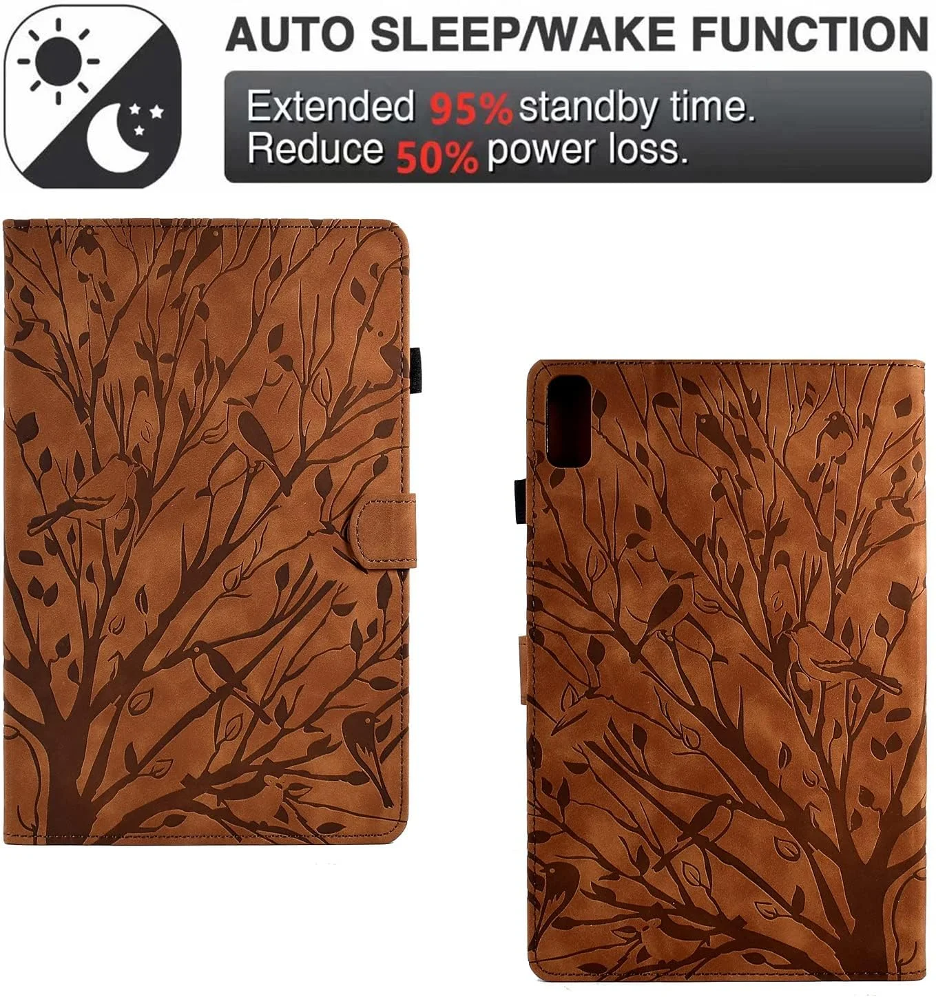 کیف تبلت طرح قدیمی سازگار با تبلت لنوو تب P11 (نسل دوم) 11.5 اینچی/پد پلاس 2023، چرم PU با کیفیت عالی، قابلیت تنظیم زاویه دید چندگانه با 2 جای کارت اعتباری/حالت خواب و بیدار شدن خودکار (رنگ: قهوه ای)