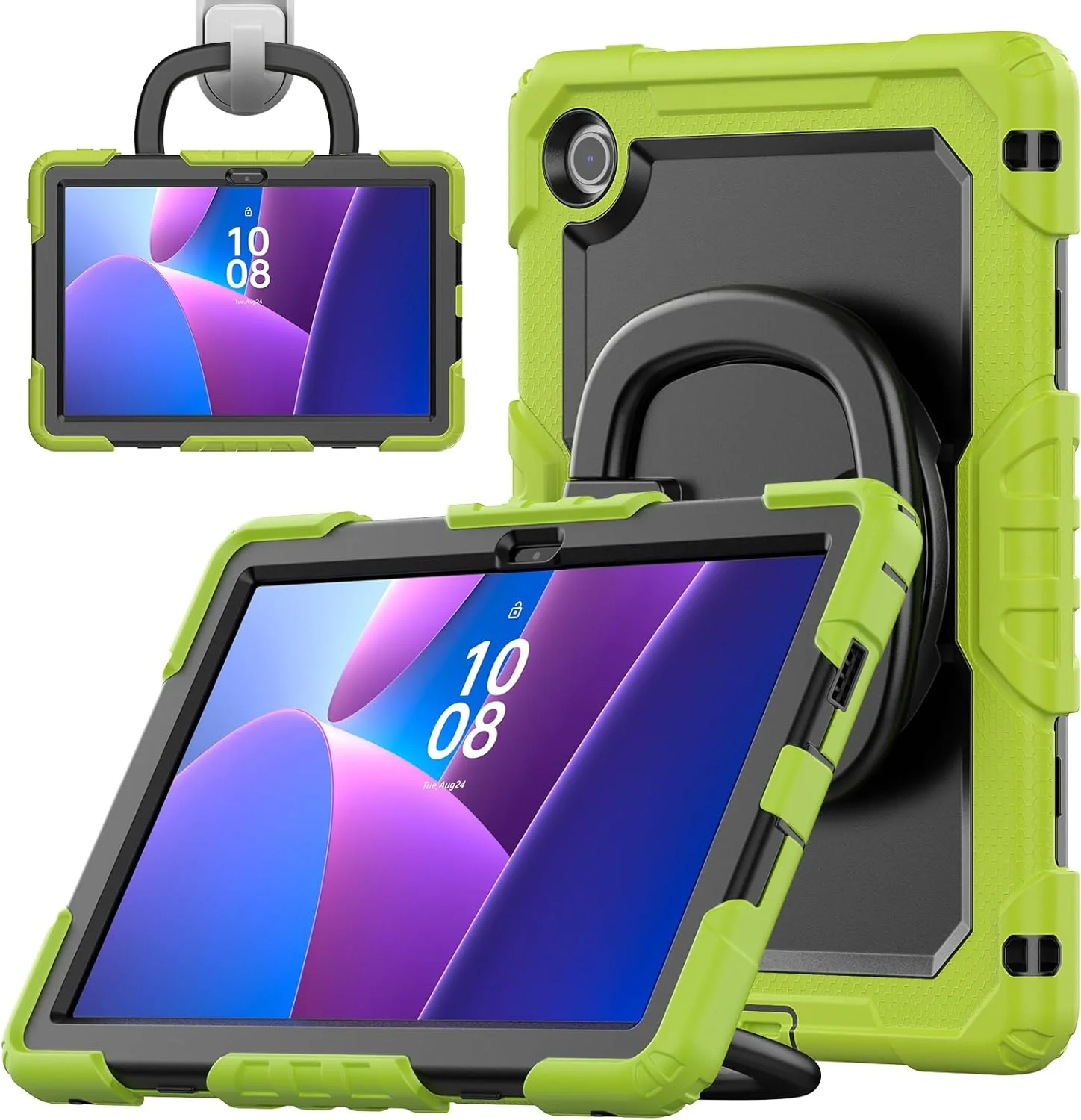 کیف محافظ تبلت سنگین نینسی برای لنوو تب 10.1 اینچ 2025 TB-311XU، کاور سیلیکونی ضد ضربه 3 در 1 با نگهدارنده مداد، بند شانه، پایه تاشو نامرئی