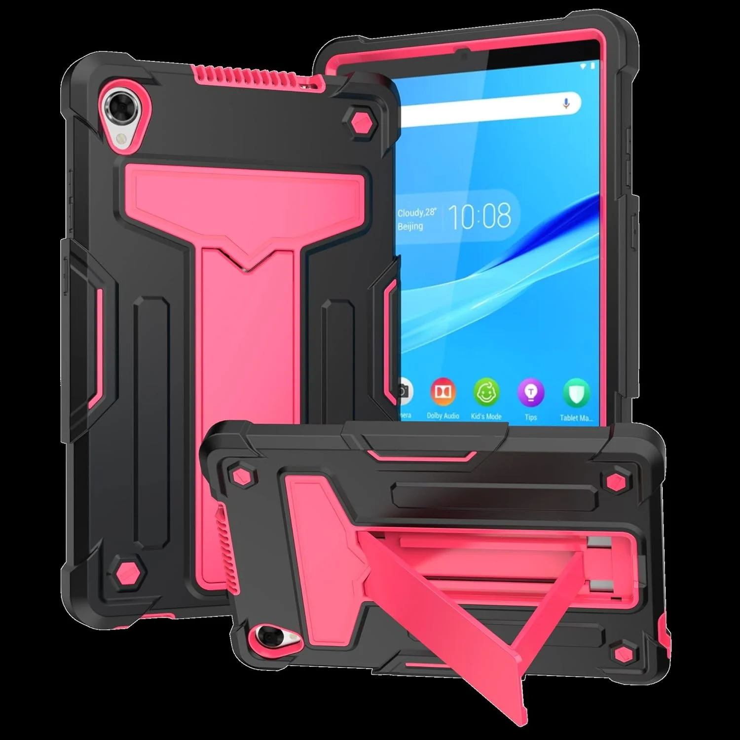 کیف تبلت مسافرتی سازگار با Lenovo Tab M8 TB-8505 /TB-8705 (8.0 اینچ) با پایه نگهدارنده، سه لایه، مقاوم در برابر ضربه، محافظت در برابر سقوط