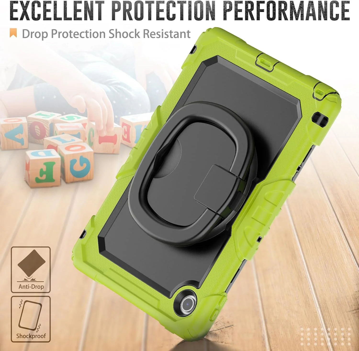 کیف محافظ تبلت سنگین نینسی برای لنوو تب 10.1 اینچ 2025 TB-311XU، کاور سیلیکونی ضد ضربه 3 در 1 با نگهدارنده مداد، بند شانه، پایه تاشو نامرئی