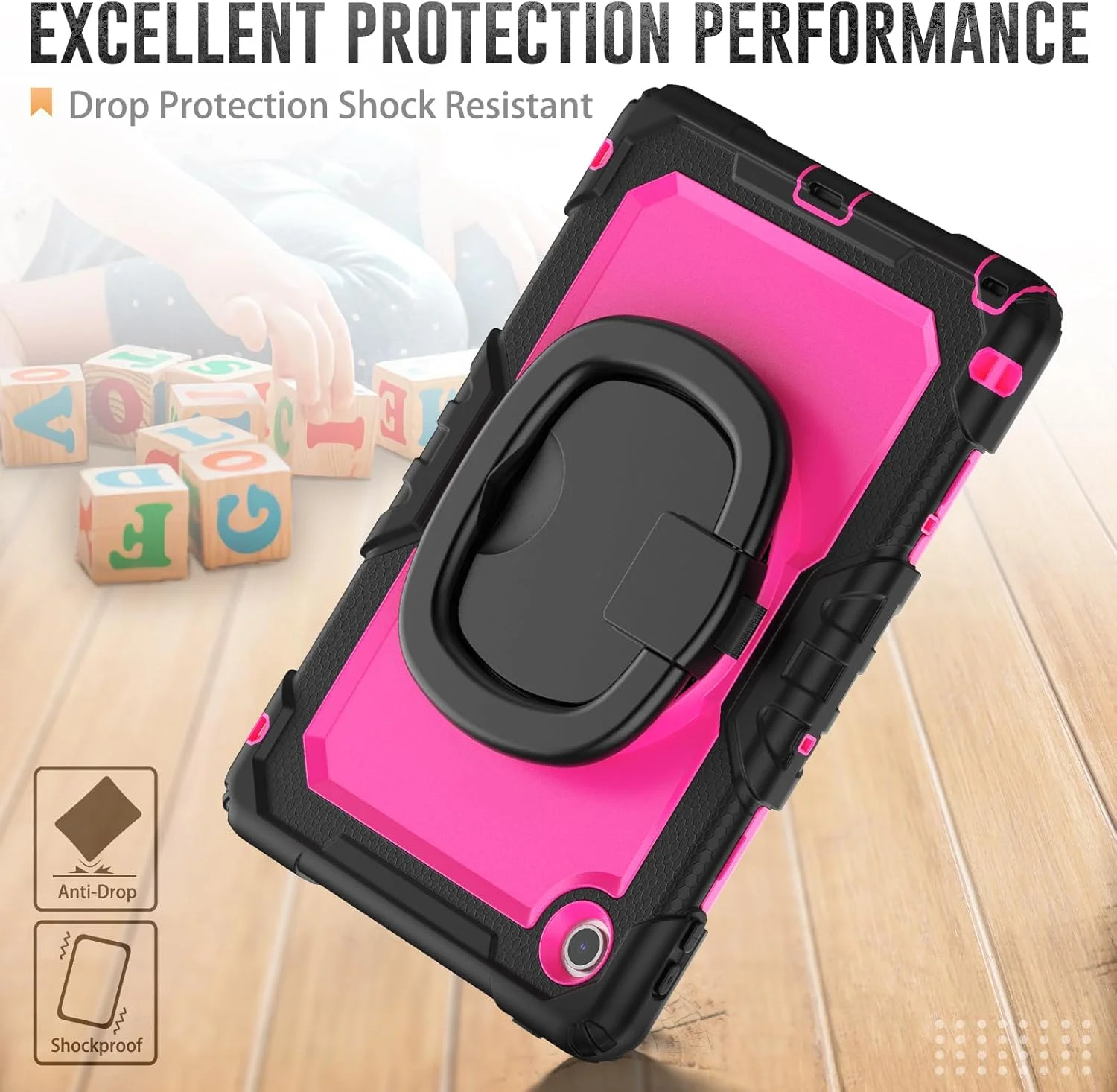 کیف محافظ تبلت سنگین نینسی برای لنوو تب 10.1 اینچ 2025 TB-311XU، کاور سیلیکونی ضد ضربه 3 در 1 با نگهدارنده مداد، بند شانه، پایه تاشو نامرئی