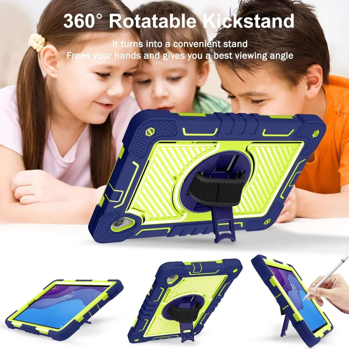 قاب تبلت ERDARARIPRO مناسب برای تبلت لنوو تب M10 HD X306 10.1 اینچی، قاب کارتونی ضد ضربه زیبا با پایه چرخان 360 درجه و بند دستی، بند شانه ای، سرمه ای + سبز زرد قاب تبلت ERDARARIPRO مناسب برای تبلت لنوو تب M10 HD X306 10.1 اینچی، قاب کارتونی ضد ضربه زیبا با پایه چرخان 360 درجه و بند دستی، بند شانه ای، سرمه ای + سبز زرد