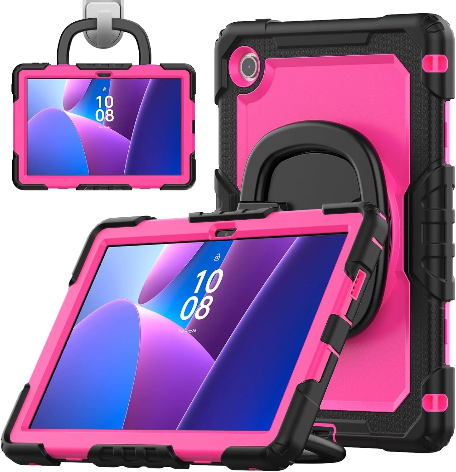 کیف محافظ تبلت مقاوم Nincyee برای Lenovo Tab 10.1" 2025 TB-311XU، کاور سیلیکونی ضد ضربه 3 در 1 با نگهدارنده مداد، بند شانه، پایه تاشو نامرئی