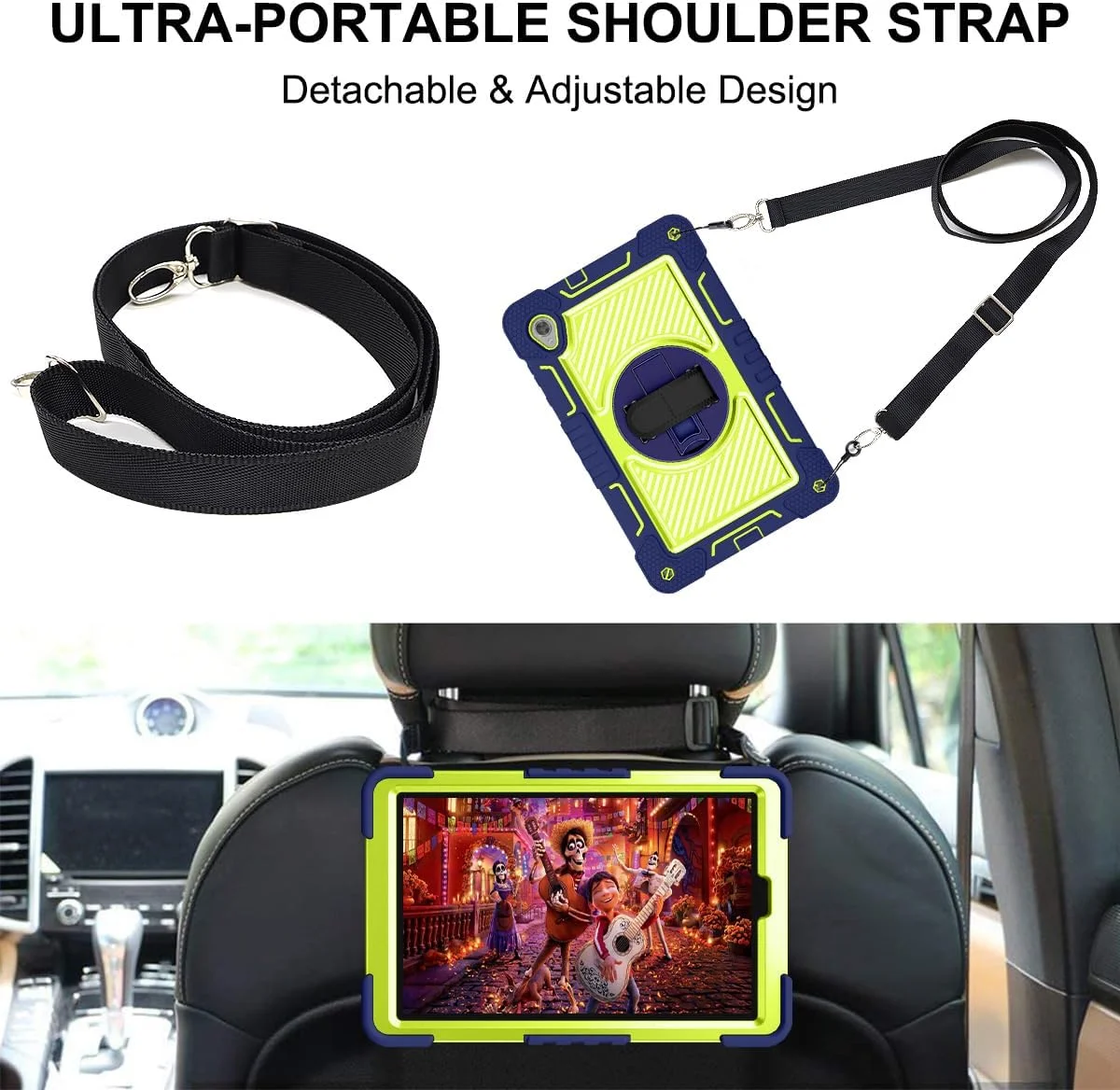 قاب تبلت ERDARARIPRO مناسب برای تبلت لنوو تب M10 HD X306 10.1 اینچی، قاب کارتونی ضد ضربه زیبا با پایه چرخان 360 درجه و بند دستی، بند شانه ای، سرمه ای + سبز زرد قاب تبلت ERDARARIPRO مناسب برای تبلت لنوو تب M10 HD X306 10.1 اینچی، قاب کارتونی ضد ضربه زیبا با پایه چرخان 360 درجه و بند دستی، بند شانه ای، سرمه ای + سبز زرد
