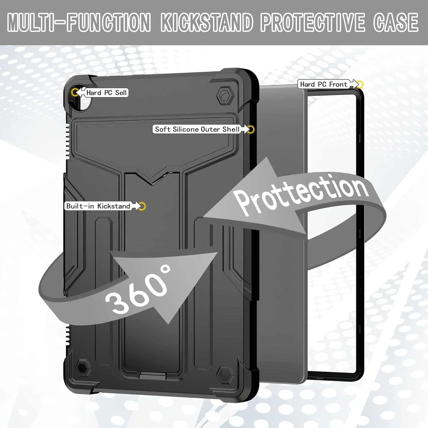 کیف مسافرتی تبلت سازگار با تبلت Lenovo Tab M10 نسل 3 مدل 10.1 اینچی TB328FU / TB328XU (2022)، با پایه نگهدارنده سه لایه هیبریدی مقاوم در برابر ضربه و محافظت از جلو کیف مسافرتی تبلت سازگار با تبلت Lenovo Tab M10 نسل 3 مدل 10.1 اینچی TB328FU / TB328XU (2022)، با پایه نگهدارنده سه لایه هیبریدی مقاوم در برابر ضربه و محافظت از جلو