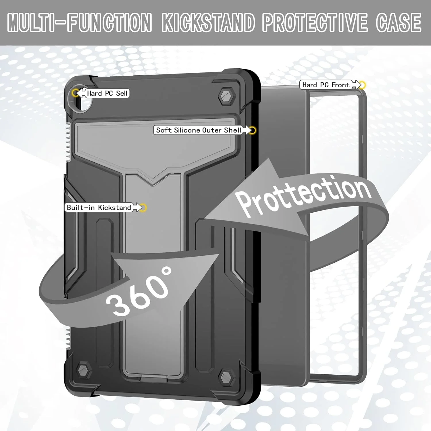 کیف مسافرتی تبلت سازگار با تبلت Lenovo Tab M10 نسل 3 مدل 10.1 اینچی TB328FU / TB328XU (2022)، با پایه نگهدارنده سه لایه هیبریدی مقاوم در برابر ضربه و محافظت از جلو کیف مسافرتی تبلت سازگار با تبلت Lenovo Tab M10 نسل 3 مدل 10.1 اینچی TB328FU / TB328XU (2022)، با پایه نگهدارنده سه لایه هیبریدی مقاوم در برابر ضربه و محافظت از جلو
