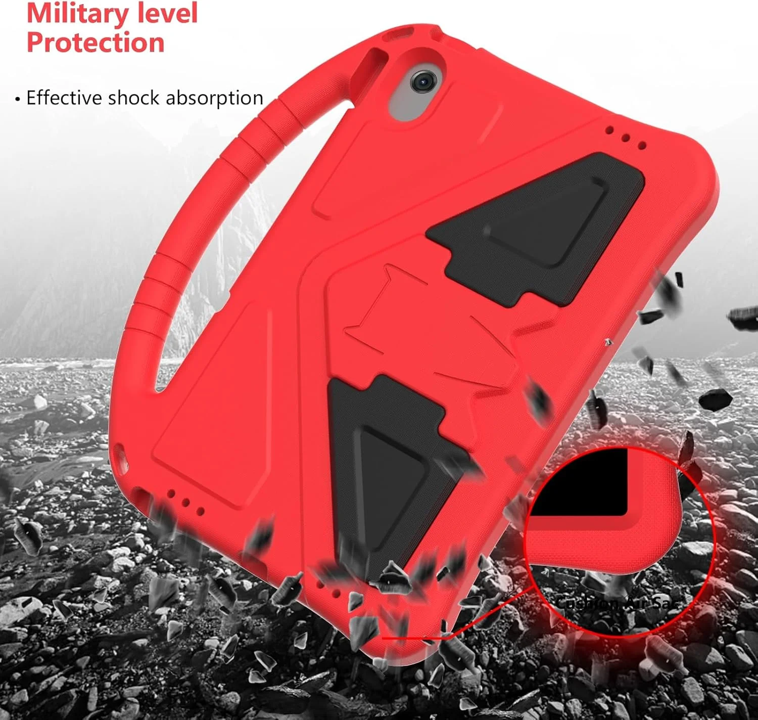 کیف تبلت کودکانه مسافرتی سازگار با تبلت Lenovo Tab M10 Plus (نسل 3) TB-125FU/T28F 10.6 اینچ (2022)، کیف تبلت، کیف EVA سبک وزن، کیف محافظ ضد ضربه و ضد سقوط با پایه نگهدارنده