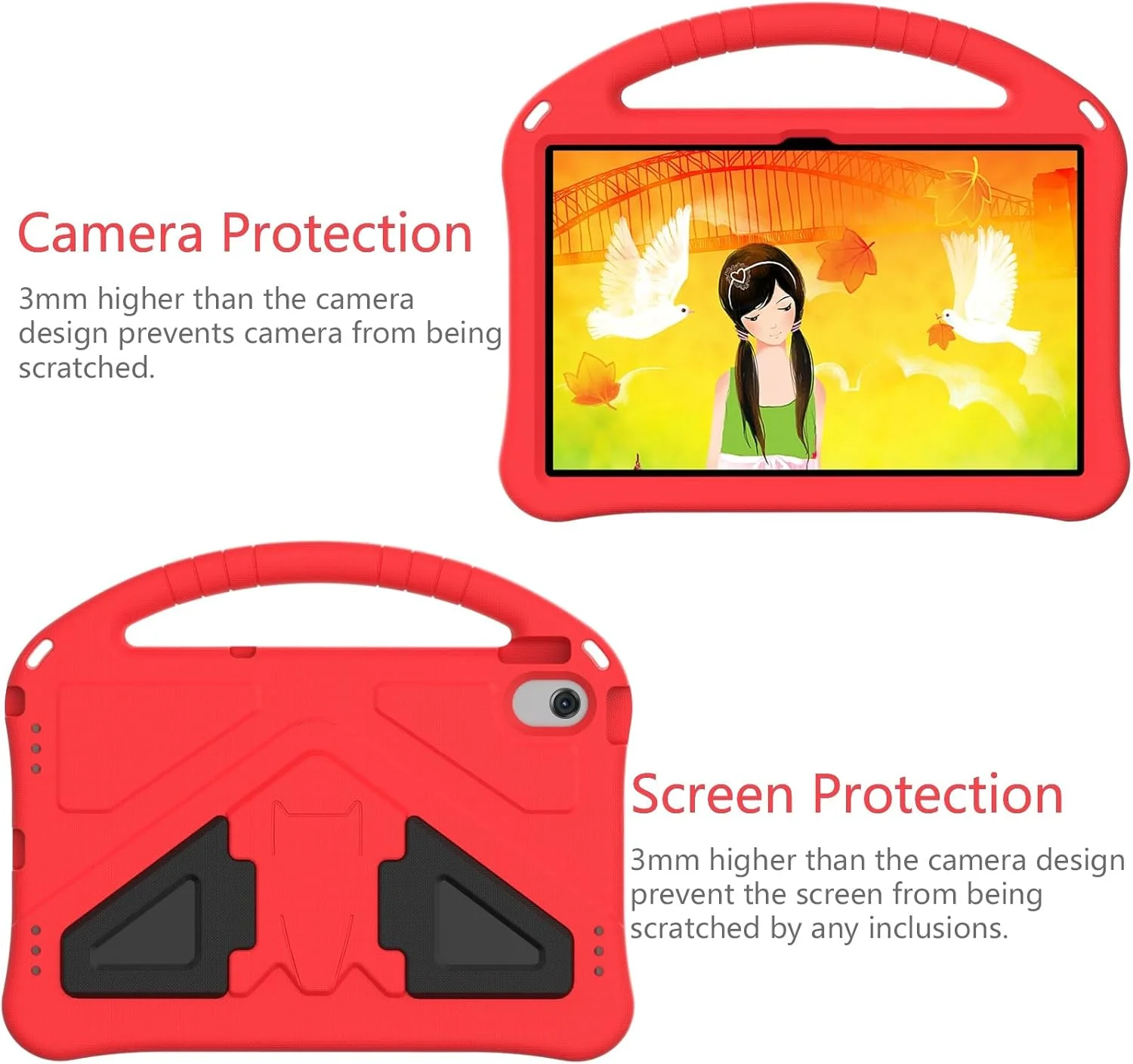 کیف تبلت کودکانه مسافرتی سازگار با تبلت Lenovo Tab M10 Plus (نسل 3) TB-125FU/T28F 10.6 اینچ (2022)، کیف تبلت، کیف EVA سبک وزن، کیف محافظ ضد ضربه و ضد سقوط با پایه نگهدارنده
