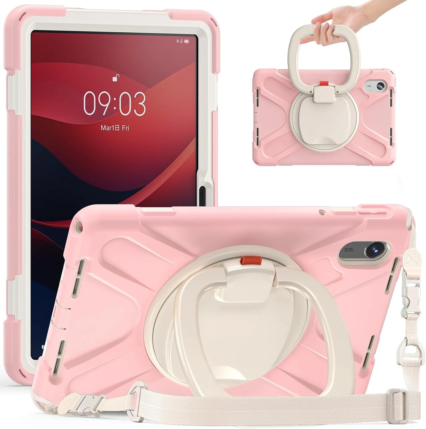کاور تبلت سازگار با Lenovo Tab M11 TB-330FU/Xiaoxin Pad 2024 TB-331FC، کاور ضد ضربه TPU سنگین، مناسب کودکان، دارای پایه چرخشی 360 درجه چند منظوره + بند شانه، کاور مقاوم تبلت کاور تبلت سازگار با Lenovo Tab M11 TB-330FU/Xiaoxin Pad 2024 TB-331FC، کاور ضد ضربه TPU سنگین، مناسب کودکان، دارای پایه چرخشی 360 درجه چند منظوره + بند شانه، کاور مقاوم تبلت