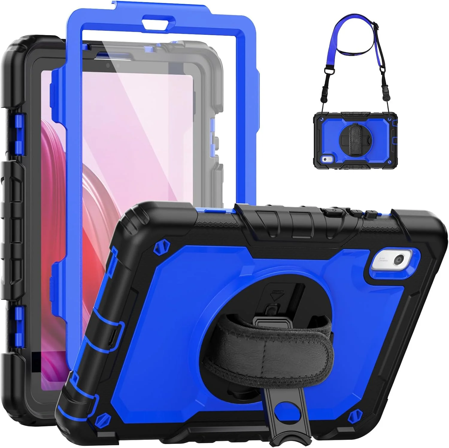 کیف تبلت SEYMCY برای لنوو تب M9 سایز 9 اینچ 2023، مدل TB-310FU، کیف تبلت لنوو M9 به همراه محافظ صفحه نمایش، استند چرخان 360 درجه/بند دستی، بند شانه، کیف ضد ضربه لنوو تب M9 2023، مدل TB-310FU، آبی کیف تبلت SEYMCY برای لنوو تب M9 سایز 9 اینچ 2023، مدل TB-310FU، کیف تبلت لنوو M9 به همراه محافظ صفحه نمایش، استند چرخان 360 درجه/بند دستی، بند شانه، کیف ضد ضربه لنوو تب M9 2023، مدل TB-310FU، آبی