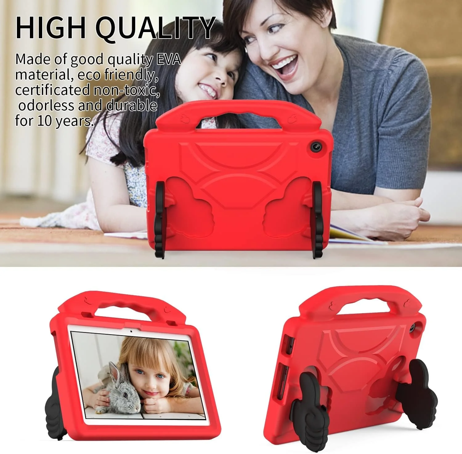 کیف تبلت مسافرتی مناسب برای تبلت لنوو تب M10 نسل 3 مدل 10.1 اینچی TB328FU / TB328XU (2022) برای کودکان، سبک وزن، ضد ضربه، محافظ، دارای استند و دسته، مناسب برای کودکان. پی آر