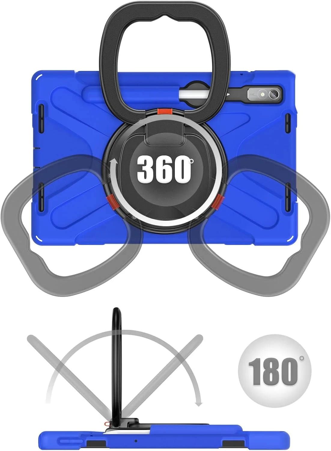 کیف تبلت مسافرتی سازگار با لنوو پد 11 پرو 11.2 اینچ 2022 TB-138FC/TB-132FU، کیف TPU بادوام و ضد ضربه کودکانه، پایه چرخشی 360 درجه چند منظوره + بند شانه