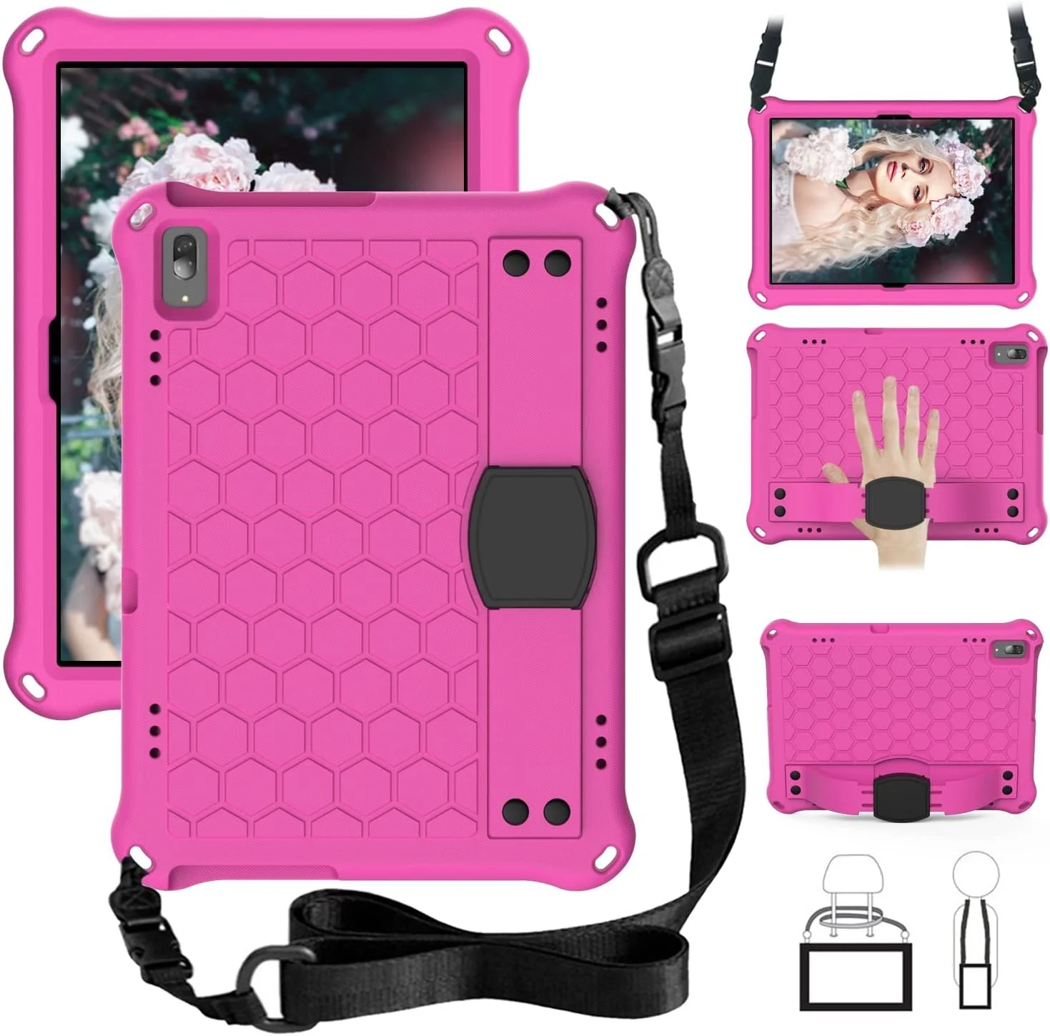 کیف تبلت کودکانه مناسب برای تبلت لنوو Smart Tab M10 TB-X605F، کاور EVA مناسب برای لنوو E10/TB-X104F با دسته نرم قابل حمل و روکش ضد ضربه، همراه با بند شانه (صورتی+مشکی) کیف تبلت کودکانه مناسب برای تبلت لنوو Smart Tab M10 TB-X605F، کاور EVA مناسب برای لنوو E10/TB-X104F با دسته نرم قابل حمل و روکش ضد ضربه، همراه با بند شانه (صورتی+مشکی)