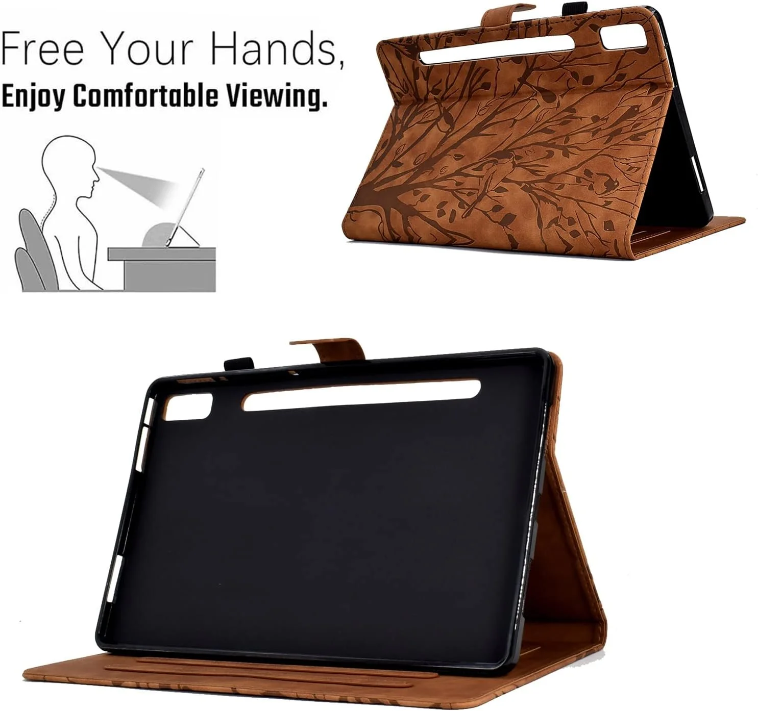 کیف تبلت طرح قدیمی سازگار با تبلت Lenovo Tab P11 Pro Gen 2/Pad Pro 2022، کاور 11.2 اینچی، چرم PU با کیفیت، قابلیت تنظیم زاویه دید به همراه حالت خواب و بیدار شدن خودکار (رنگ: قهوه ای)