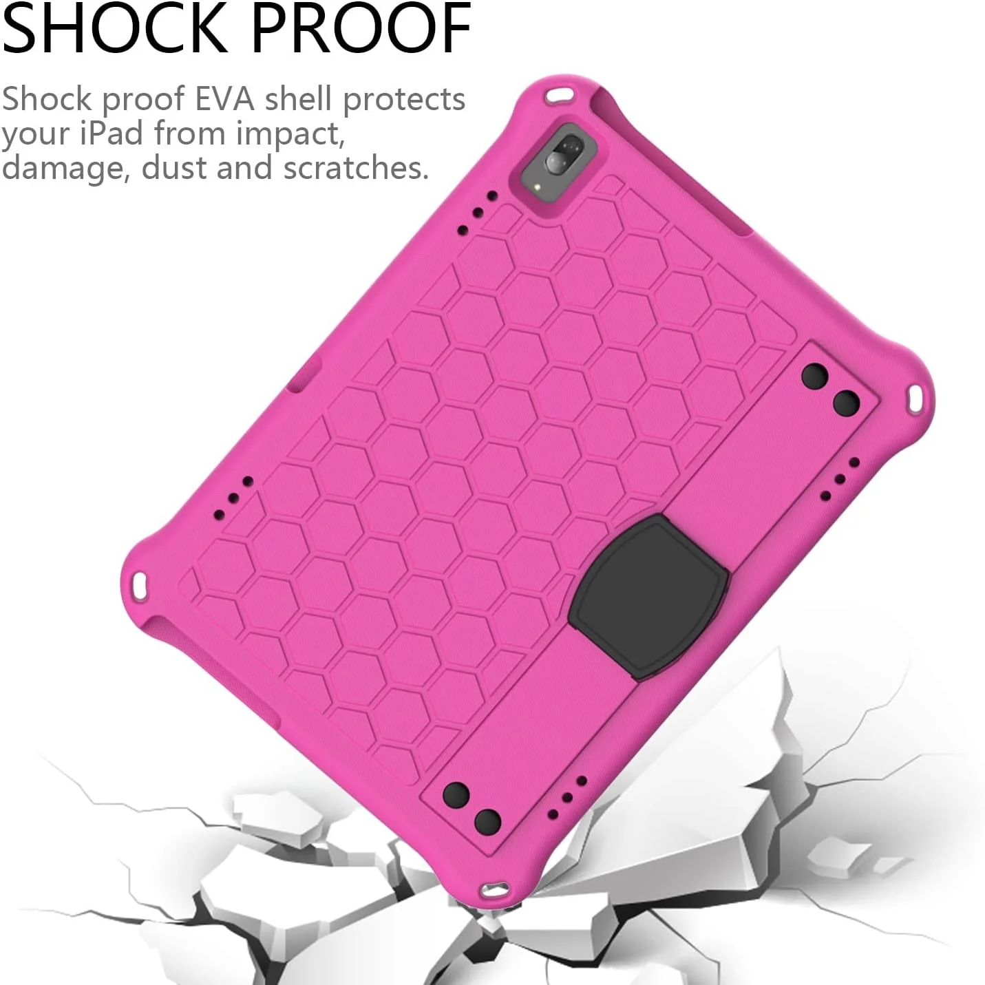 کیف تبلت کودکانه مناسب برای تبلت لنوو Smart Tab M10 TB-X605F، کاور EVA مناسب برای لنوو E10/TB-X104F با دسته نرم قابل حمل و روکش ضد ضربه، همراه با بند شانه (صورتی+مشکی)