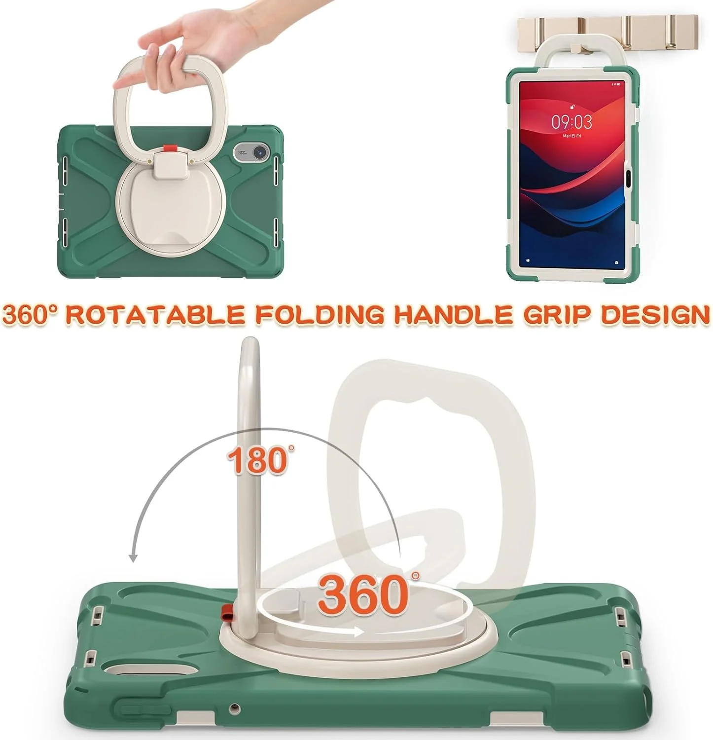 کیف تبلت مسافرتی سازگار با Lenovo Tab M11 TB-330FU/Xiaoxin Pad 2024 TB-331FC، کیف سازگار با کودکان، مقاوم در برابر ضربه، TPU بادوام، دارای براکت چند منظوره با قابلیت چرخش 360 درجه کیف تبلت مسافرتی سازگار با Lenovo Tab M11 TB-330FU/Xiaoxin Pad 2024 TB-331FC، کیف سازگار با کودکان، مقاوم در برابر ضربه، TPU بادوام، دارای براکت چند منظوره با قابلیت چرخش 360 درجه