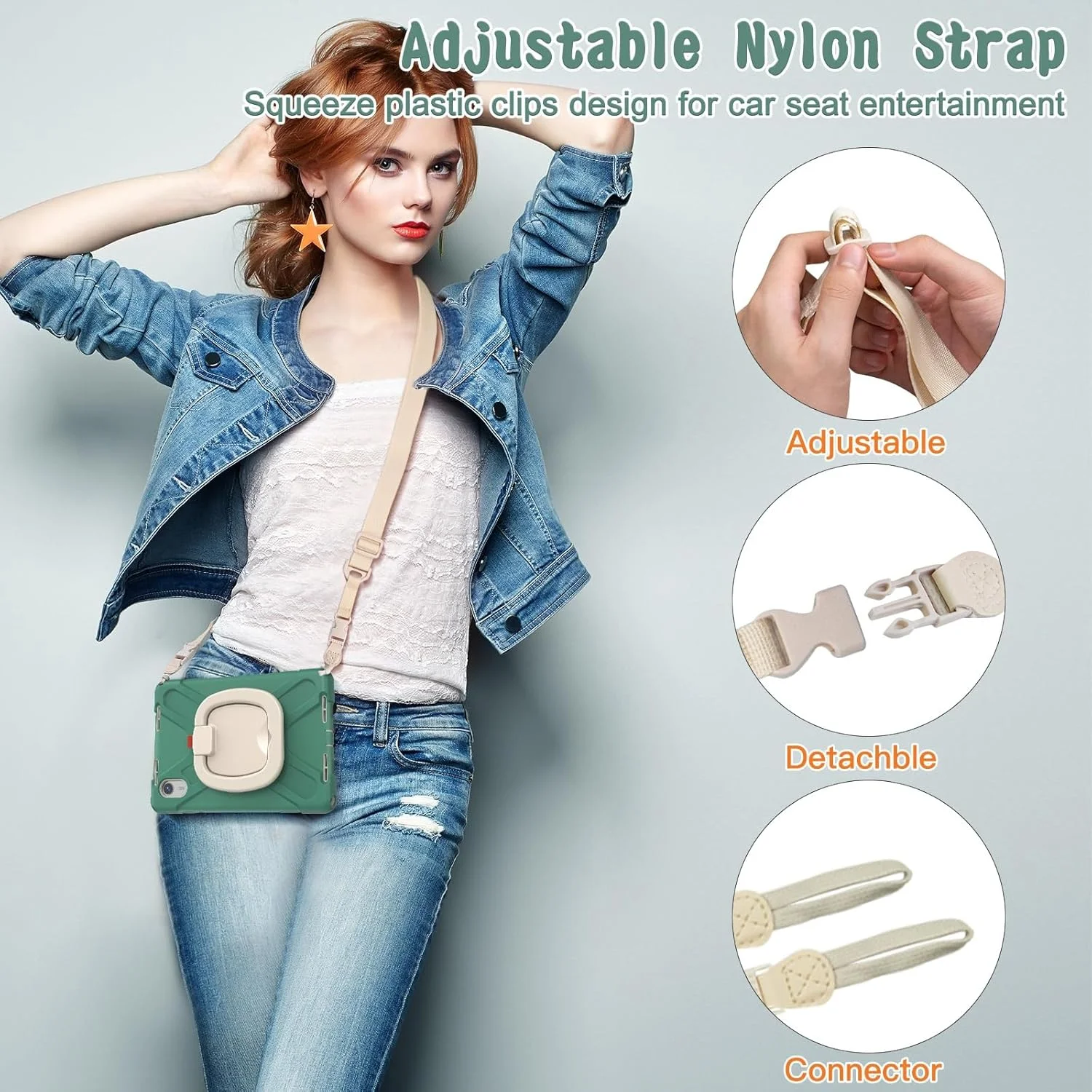 کیف تبلت مسافرتی سازگار با Lenovo Tab M11 TB-330FU/Xiaoxin Pad 2024 TB-331FC، کیف سازگار با کودکان، مقاوم در برابر ضربه، TPU بادوام، دارای براکت چند منظوره با قابلیت چرخش 360 درجه کیف تبلت مسافرتی سازگار با Lenovo Tab M11 TB-330FU/Xiaoxin Pad 2024 TB-331FC، کیف سازگار با کودکان، مقاوم در برابر ضربه، TPU بادوام، دارای براکت چند منظوره با قابلیت چرخش 360 درجه