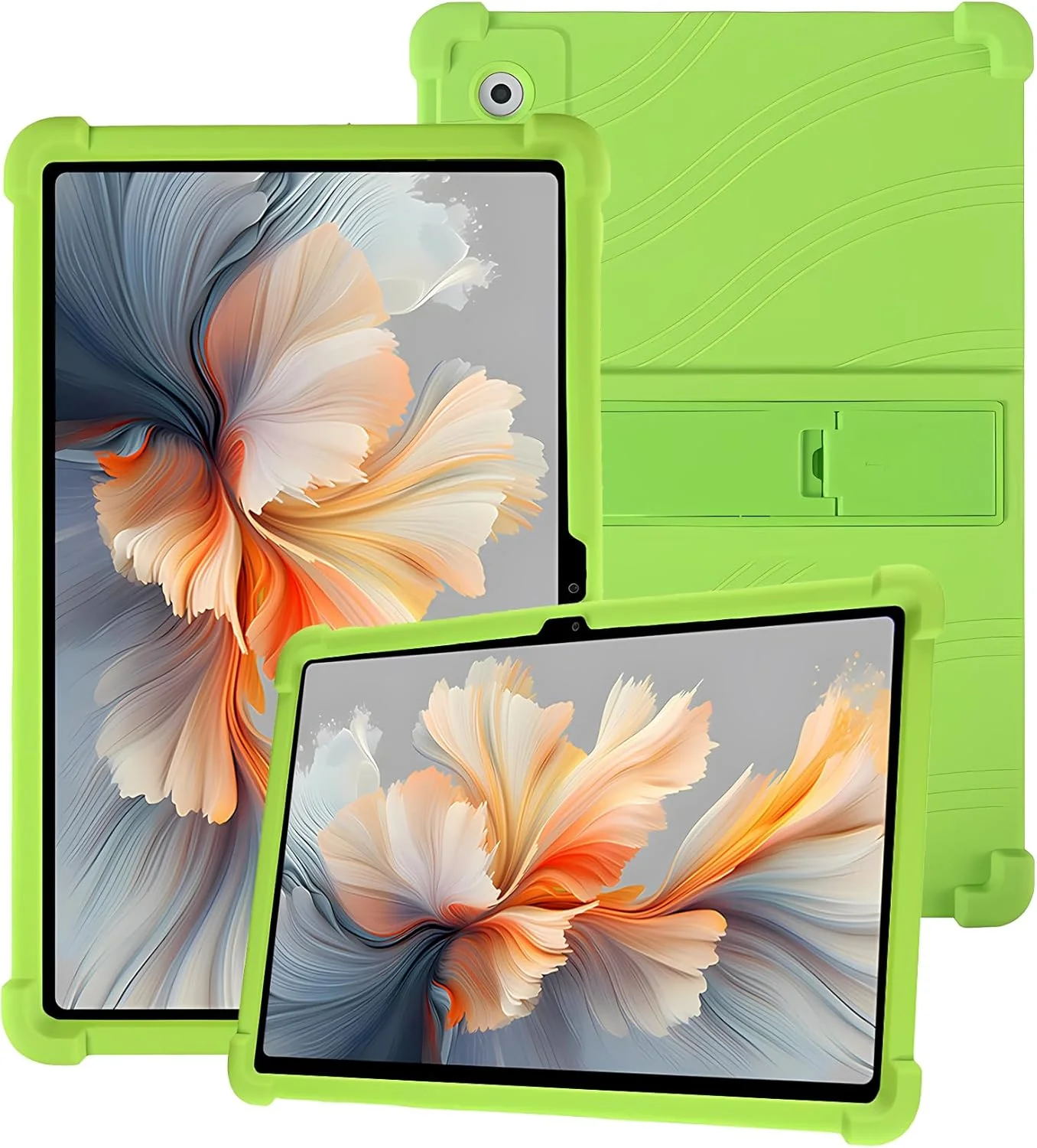کاور سیلیکونی تبلت لنوو YOGA Tab Plus 12.7 اینچی با پوشش کامل، ضد ضربه، ضد خش، پایه قابل تنظیم و روکش سیلیکونی نرم، سبز