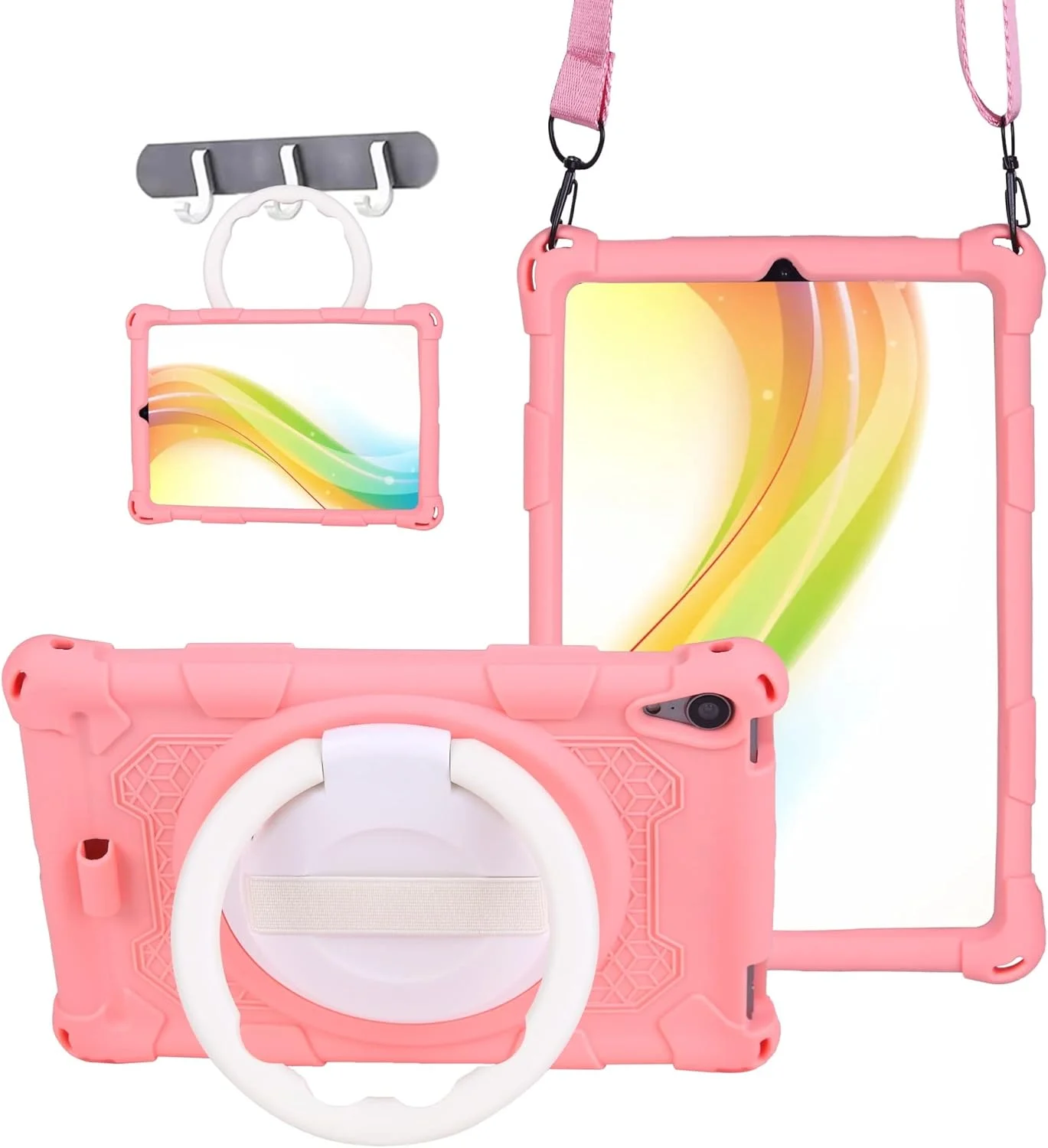 کیف تبلت مسافرتی سازگار با کودکان، مناسب برای تبلت لنوو اسمارت تب M8 HD 8 اینچی TB-8505F/8505X/8705F، کیف سیلیکونی نرم و سبک وزن، دارای بند مچی و پایه چرخان