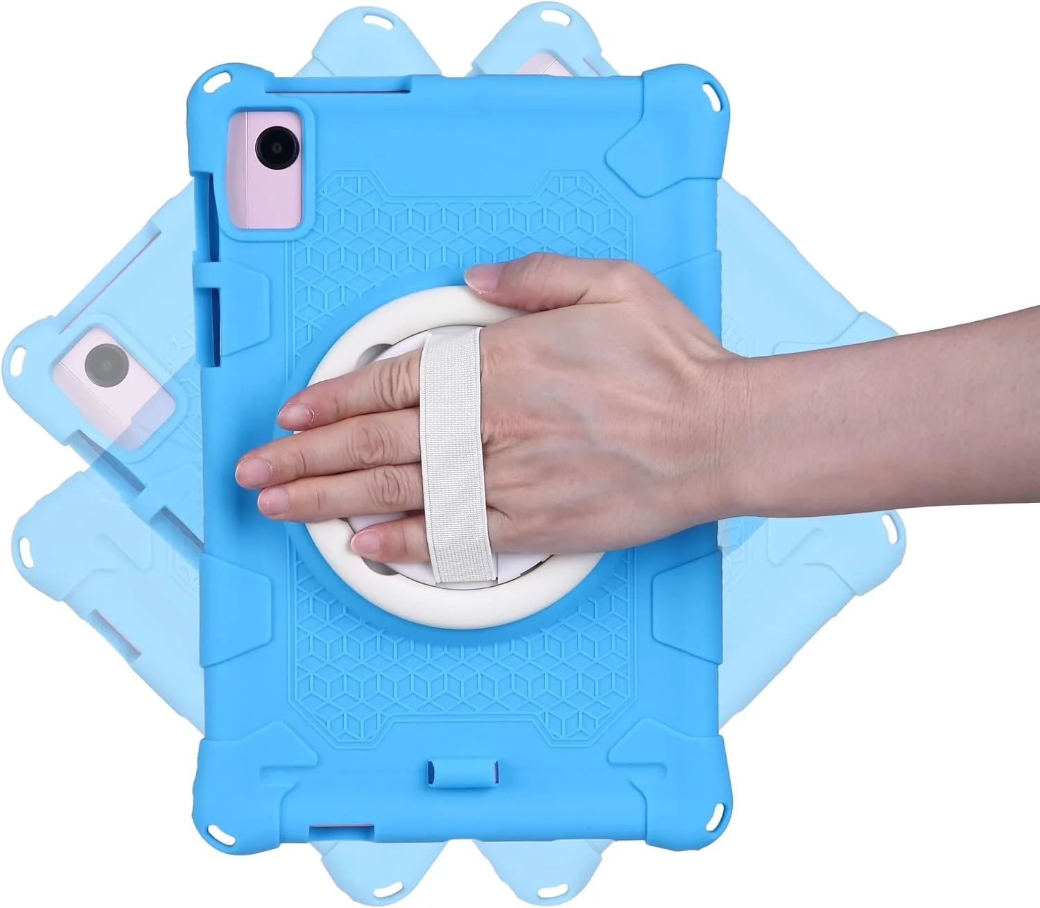 کیف تبلت کودکانه مناسب برای تبلت لنوو تب K10 TB-X6C6F TB-X6C6X TB-X6C6NBF 10.3 اینچی، کیف سیلیکونی نرم و سبک وزن با بند مچی و پایه نگهدارنده