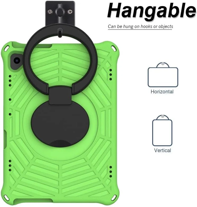 کیف محافظ تبلت کودکانه نیکاکیو طرح تار عنکبوت مناسب برای لنوو تب M10 (نسل اول) 10.1 اینچی، فوم EVA، به همراه استند حلقه ای و بند شانه ای، مناسب برای لنوو TB-X505F/TB-X605F، سبز