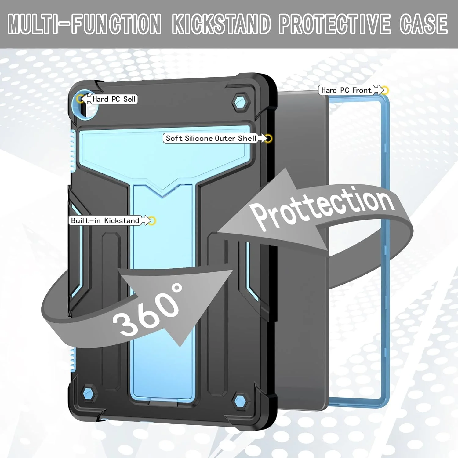 کیف مسافرتی تبلت سازگار با تبلت Lenovo Tab M10 نسل 3 مدل 10.1 اینچی TB328FU/TB328XU (2022)، با پایه سه لایه هیبریدی تمام بدنه، قاب محافظ مقاوم در برابر سقوط و یک کیف مسافرتی تبلت سازگار با تبلت Lenovo Tab M10 نسل 3 مدل 10.1 اینچی TB328FU/TB328XU (2022)، با پایه سه لایه هیبریدی تمام بدنه، قاب محافظ مقاوم در برابر سقوط و یک