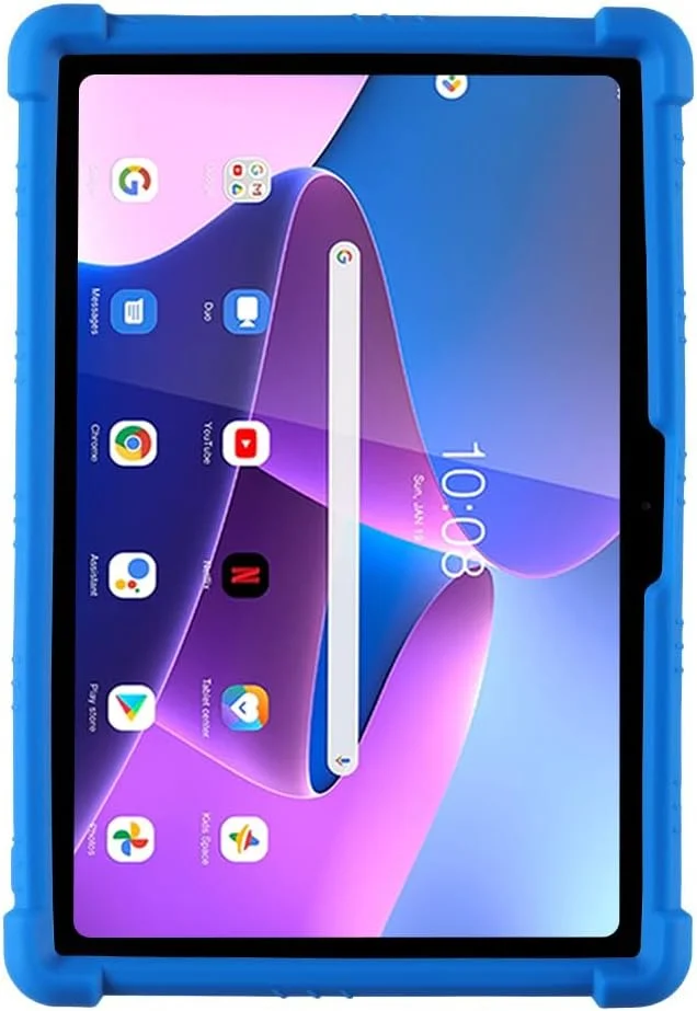 کیف محافظ تبلت Lenovo 10e Chromebook مدل QYiiD، سبک وزن، سیلیکونی، مناسب کودکان، ضد ضربه، پوشش محافظ نرم برای Lenovo 10e Chromebook 10.1 اینچ، آبی