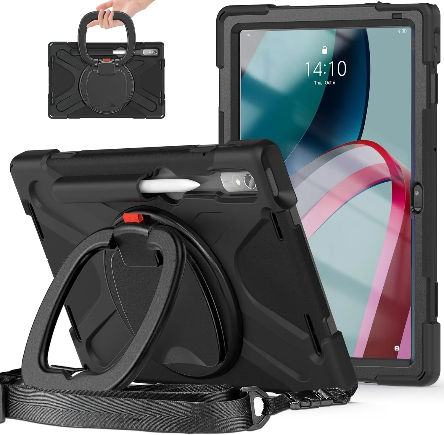 کاور تبلت سازگار با Lenovo Pad 11 Pro 11.2" 2022 TB-138FC/TB-132FU، کاور مقاوم در برابر ضربه TPU، مناسب کودکان، با قابلیت چرخش 360 درجه، دارای پایه چند منظوره و بند شانه ای کاور تبلت سازگار با Lenovo Pad 11 Pro 11.2" 2022 TB-138FC/TB-132FU، کاور مقاوم در برابر ضربه TPU، مناسب کودکان، با قابلیت چرخش 360 درجه، دارای پایه چند منظوره و بند شانه ای