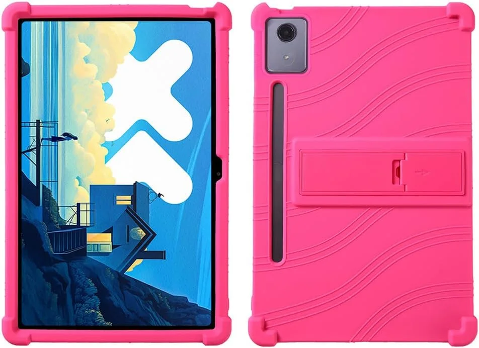 کاور تبلت گرواتری مناسب برای تبلت لنوو Idea Tab Pro 12.7 اینچ 2025، کاور استند قابل تنظیم سیلیکونی نرم و مناسب کودکان برای لنوو Idea Tab Pro 12.7 (قرمز گل رز)