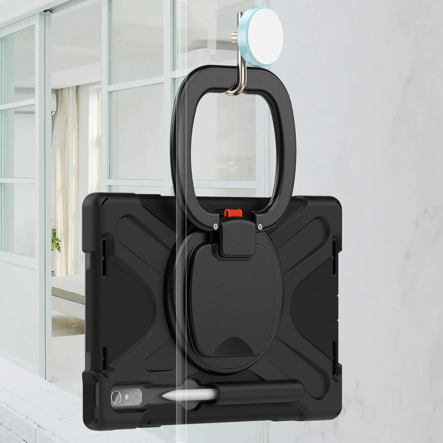 کاور تبلت سازگار با Lenovo Pad 11 Pro 11.2" 2022 TB-138FC/TB-132FU، کاور مقاوم در برابر ضربه TPU، مناسب کودکان، با قابلیت چرخش 360 درجه، دارای پایه چند منظوره و بند شانه ای