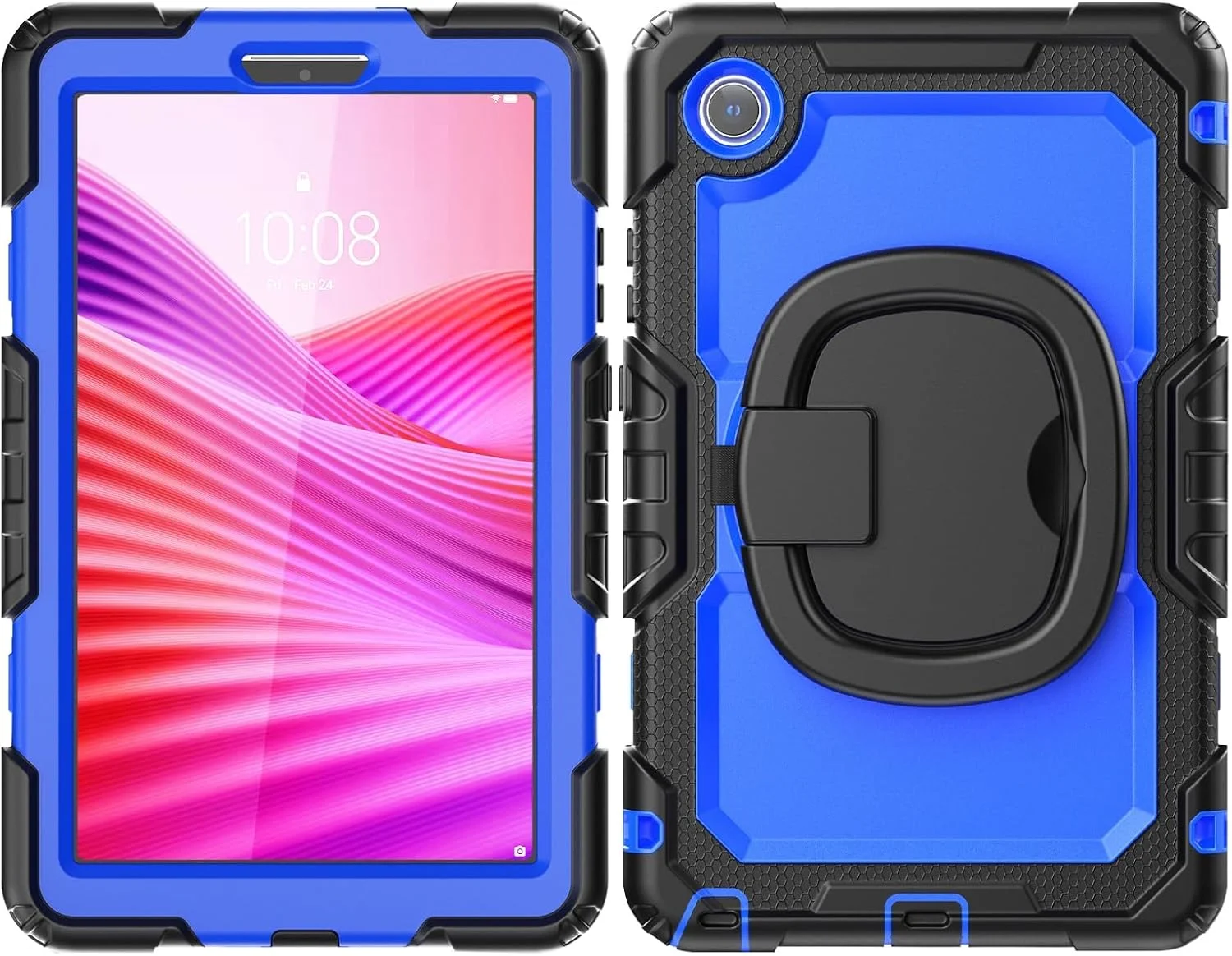 کیف تبلت مسافرتی سازگار با تبلت لنوو تب وان 8.7 اینچ/K9 TB305FU 2025 به همراه محافظ صفحه نمایش سازگار با صفحه نمایش، کیف محافظ مقاوم با دسته چرخان و بدنه سیلیکونی