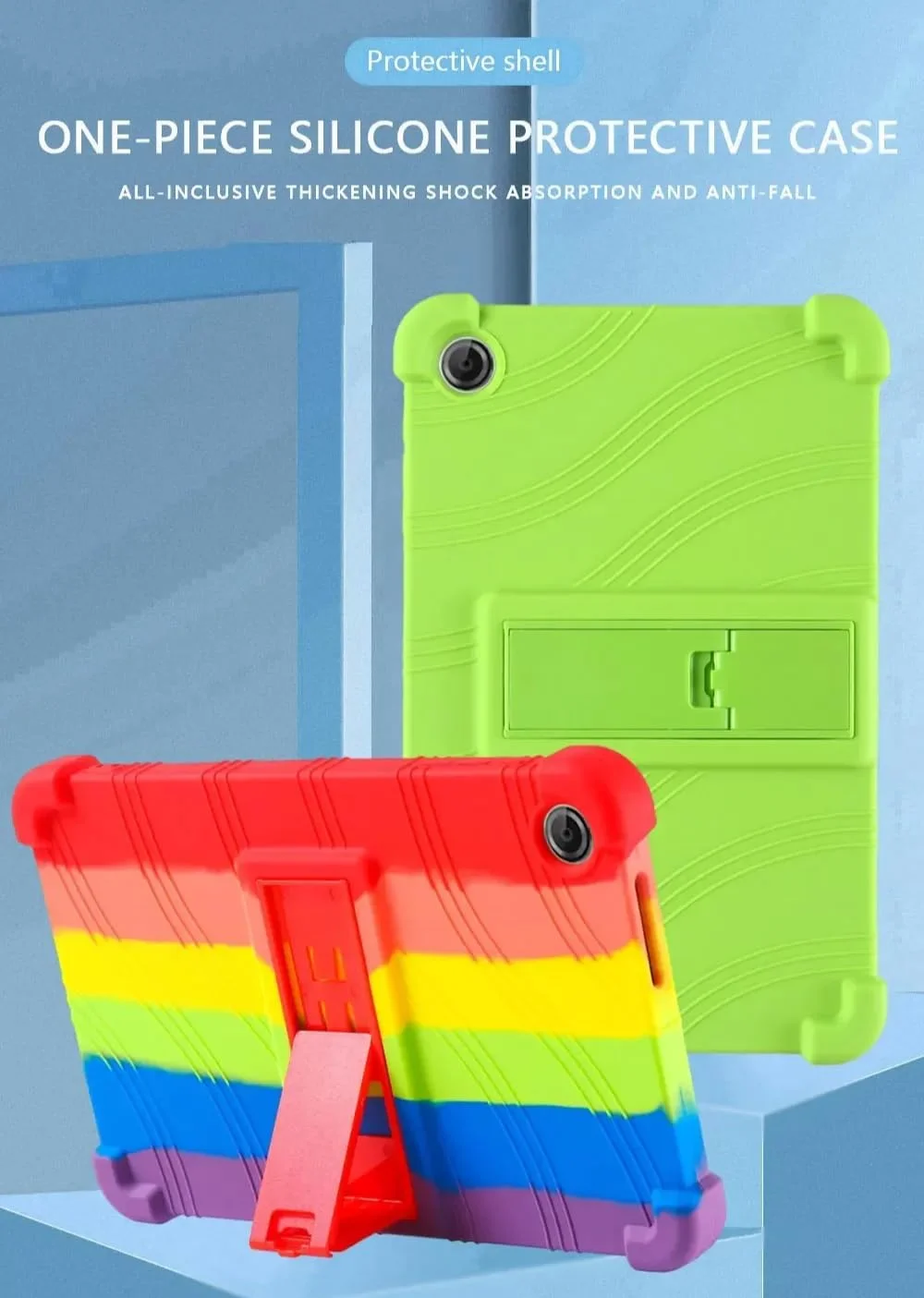 کاور تبلت گرواتری مناسب برای تبلت لنوو تب وان 8.7 اینچ 2025 مدل TB305XU/TB305FU [مناسب کودکان] کاور سیلیکونی نرم با گوشه های ضخیم و مقاوم در برابر ضربه با استند چند زاویه ای (آبی آسمانی)