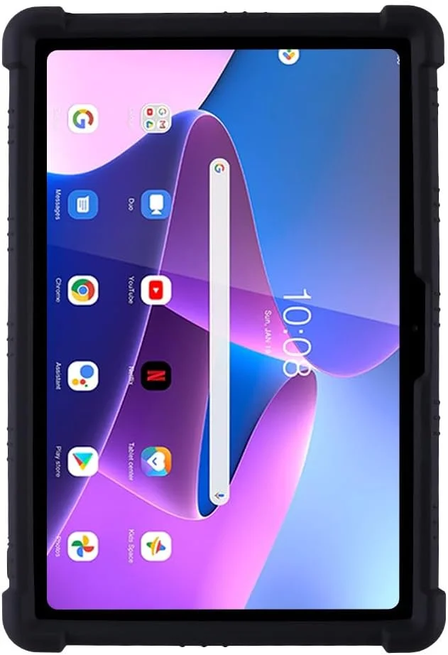 QYiiD Case for Lenovo Tab K10 TB-X6C6L TB-X6C6F TB-X6C6X / Lenovo M10 Plus FHD TB-X606F TB-X606X, Light Weight Silicone Kids Friendly Soft Shock Proof Protective Cover, Black
