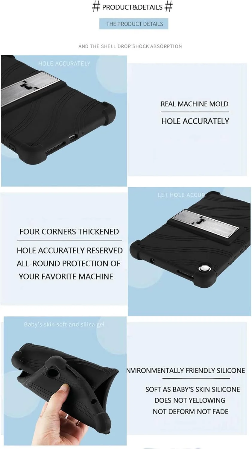 QYiiD Case for Lenovo Tab K10 TB-X6C6L TB-X6C6F TB-X6C6X / Lenovo M10 Plus FHD TB-X606F TB-X606X, Light Weight Silicone Kids Friendly Soft Shock Proof Protective Cover, Black