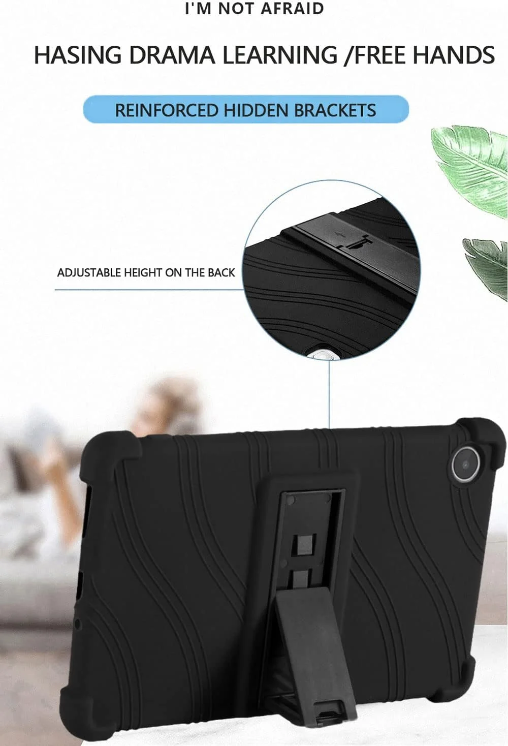 QYiiD Case for Lenovo Tab K10 TB-X6C6L TB-X6C6F TB-X6C6X / Lenovo M10 Plus FHD TB-X606F TB-X606X, Light Weight Silicone Kids Friendly Soft Shock Proof Protective Cover, Black