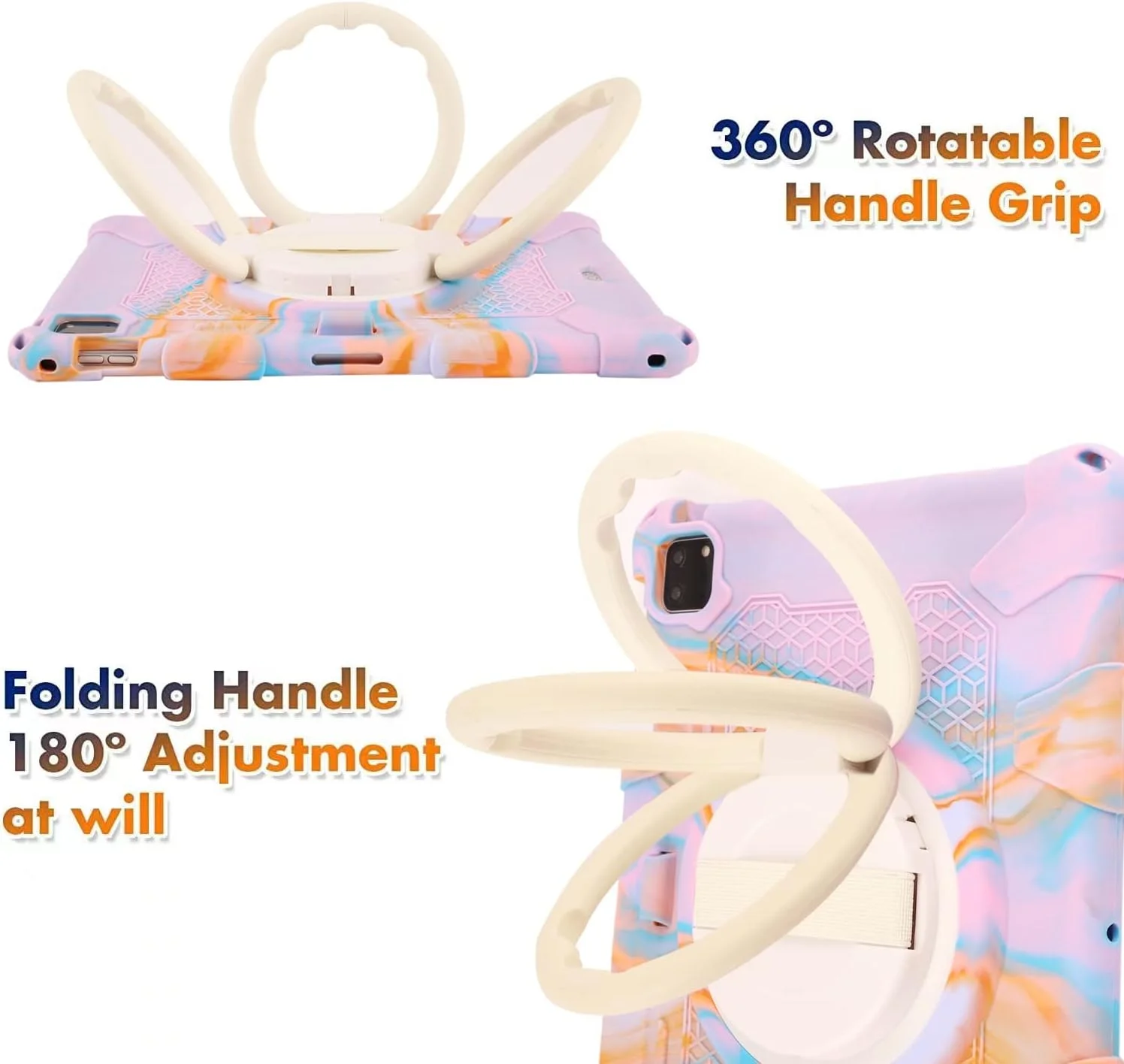 کیف تبلت مسافرتی سازگار با کودکان، مناسب برای تبلت Lenovo Tab M10 FHD Plus (نسل دوم) TB-X606F 10.3 اینچی، کیف سیلیکونی نرم و سبک وزن با بند شانه و چرخش بند شانه