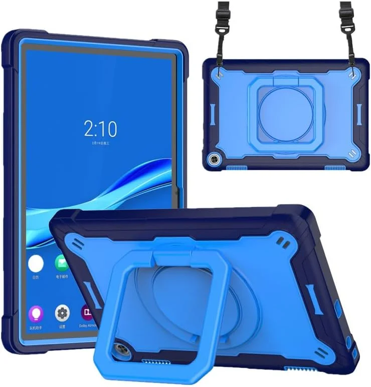 کیف تبلت برای لنوو تب M10 (نسل 3) TB-328F سایز 10.1 اینچ 2022، مقاوم در برابر ضربه دولایه، استند چرخان 360 درجه و بند شانه، کاور محافظ سبک وزن، سرمه ای کیف تبلت برای لنوو تب M10 (نسل 3) TB-328F سایز 10.1 اینچ 2022، مقاوم در برابر ضربه دولایه، استند چرخان 360 درجه و بند شانه، کاور محافظ سبک وزن، سرمه ای