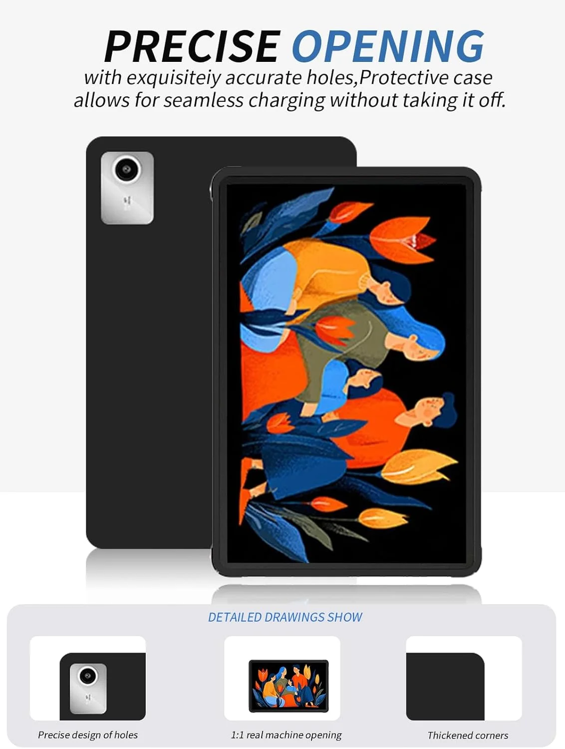 Case for Lenovo Xiaoxin Pad 2025 Tablet 12.1 inch, yystao Airbag Soft TPU Protective Case Cover Compatible with Lenovo Xiaoxin Pad 2025, Shockproof, Scratch-Resistant & Slim Fit, Black