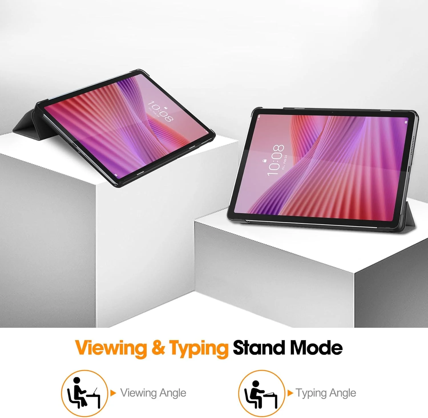 کاور تبلت لنوو تب 10.1 اینچی zZjoOoj، کاور محافظ فوق العاده نازک و سبک وزن با عملکرد استند و عملکرد خواب/بیدار خودکار، خاکستری