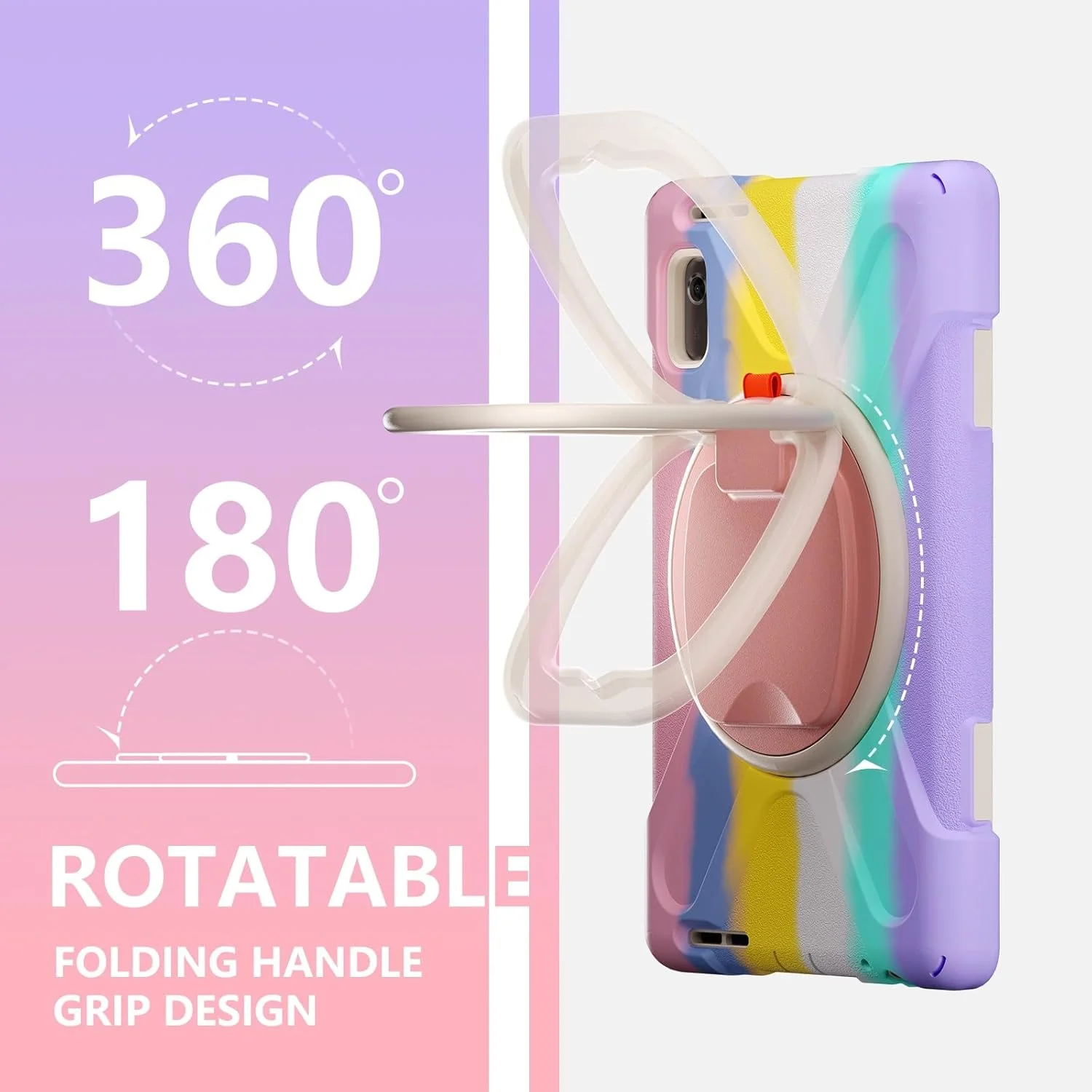 کیف مسافرتی تبلت سازگار با تبلت Lenovo Tab M9 9.0 اینچ TB-310FU 2023، کیف TPU مقاوم در برابر ضربه سازگار با کودکان، دارای دسته نگهدارنده چند منظوره با قابلیت چرخش 360 درجه