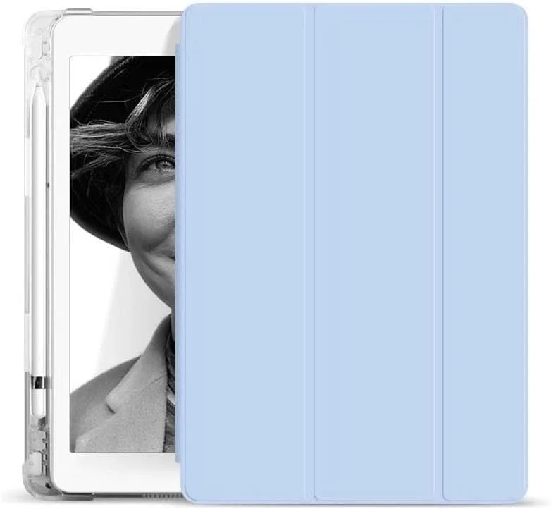 کیف تبلت مسافرتی سازگار با قاب Lenovo Pad Pro 2021 11.5 اینچی با نگهدارنده مداد، روکش هوشمند، محافظ ضد ضربه با روکش پشتی TPU شفاف، محافظ تبلت (آبی روشن)