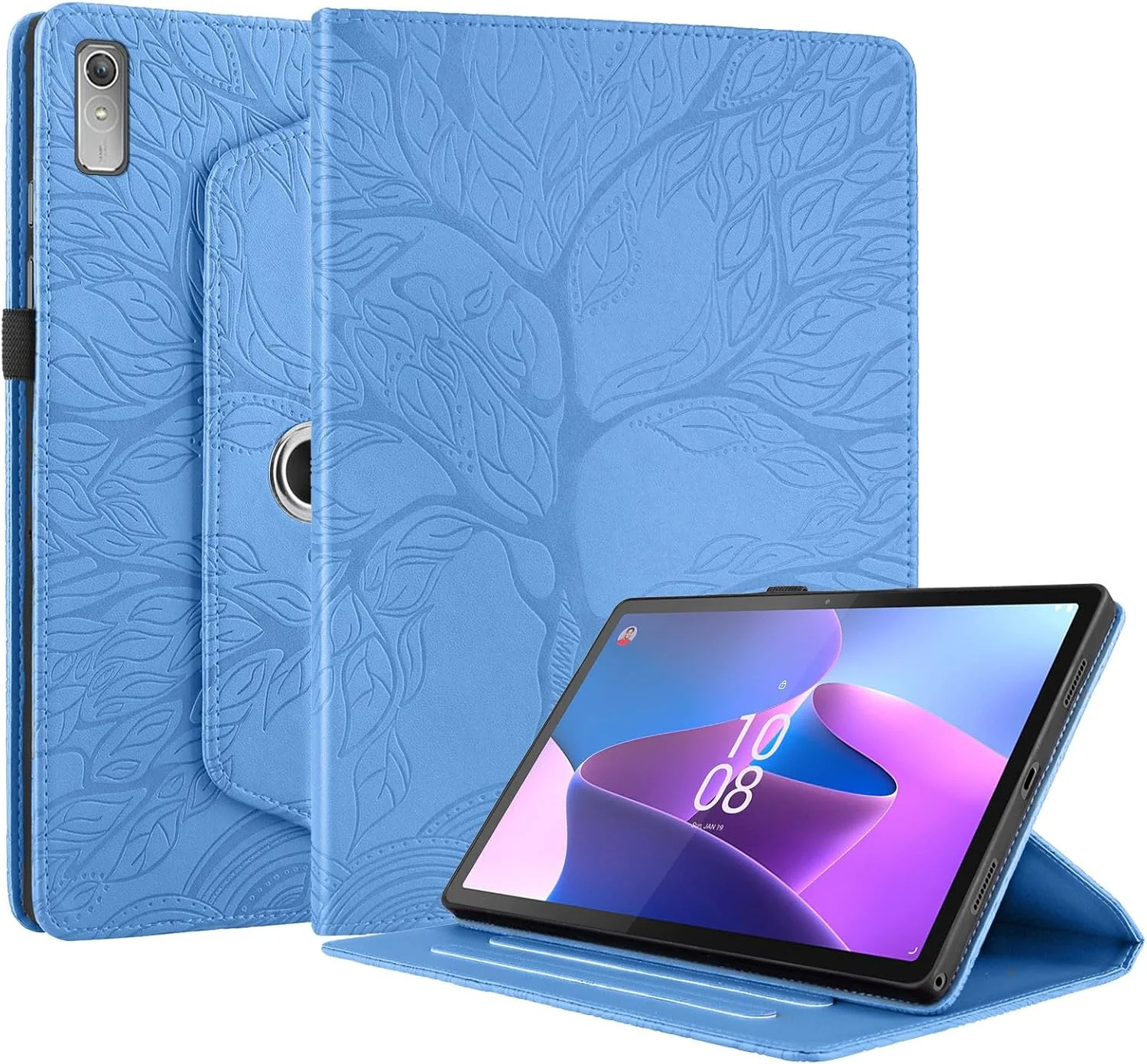 SLLMYYX 360 Degree Rotating Tablet Case Compatible with Lenovo Tab P11 (2nd Gen) 11.5 inch 2022, Life Tree Slim Folio Stand Cover (Blue)