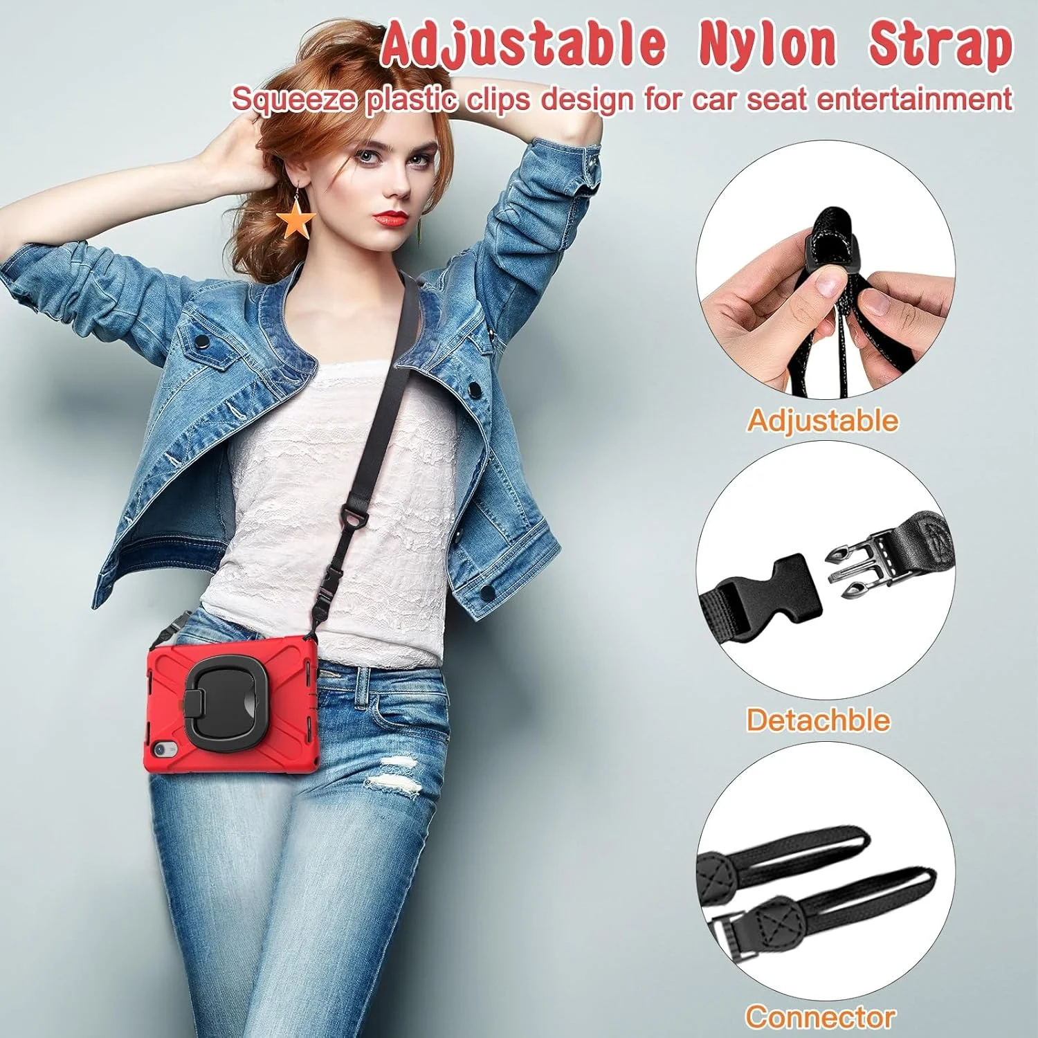 کیف محافظ تبلت سازگار با Lenovo Tab M11 TB-330FU / Xiaoxin Pad 2024 TB-331FC، قاب TPU مقاوم در برابر ضربه مناسب برای کودکان، دارای دسته چرخشی چند منظوره