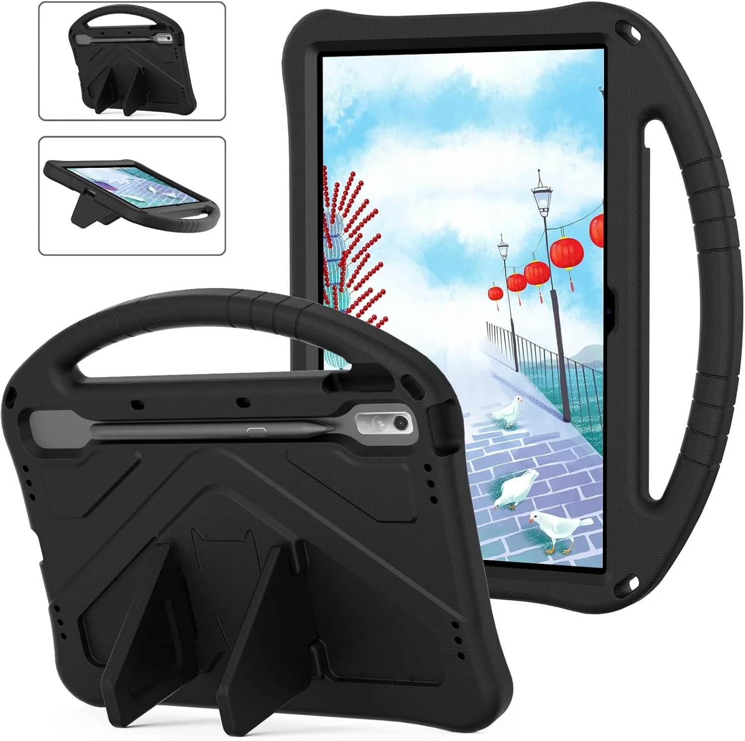 کیف تبلت مسافرتی سازگار با لنوو تب P11 Pro 11.5 اینچ (TB-J706F/J716F) مدل 2021 و 2022، کیف تبلت سازگار با کودکان، ضد ضربه، دارای جای قلم + بند شانه