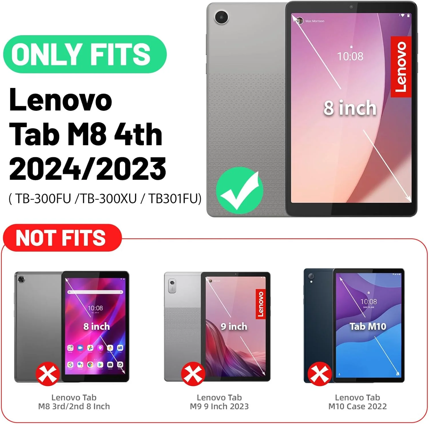 کیف محافظ تبلت SEYMCY مناسب برای لنوو تب M8 نسل 4، مدل TB-300FU، کیف تبلت لنوو M8 نسل 4 سایز 8 اینچ به همراه محافظ صفحه نمایش، دارای استند چرخان 360 درجه/بند دستی، بند حمل و ضربه گیر، آبی