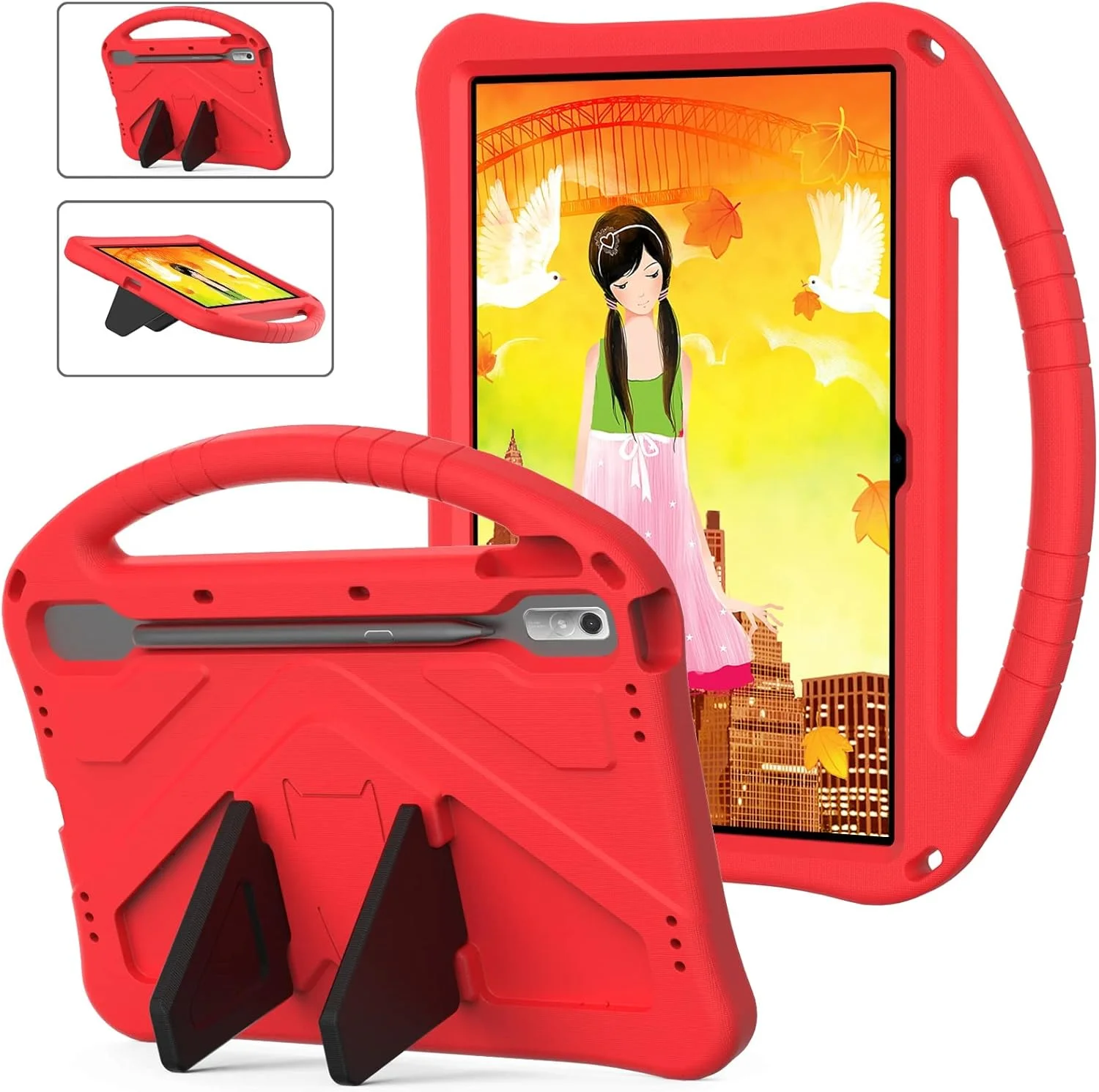 کیف تبلت مناسب برای تبلت لنوو تب P11 پرو 11.5 اینچی (TB-J706F/J716F) مدل 2021 و 2022، کیف مقاوم در برابر ضربه مناسب برای کودکان، دارای اسلات