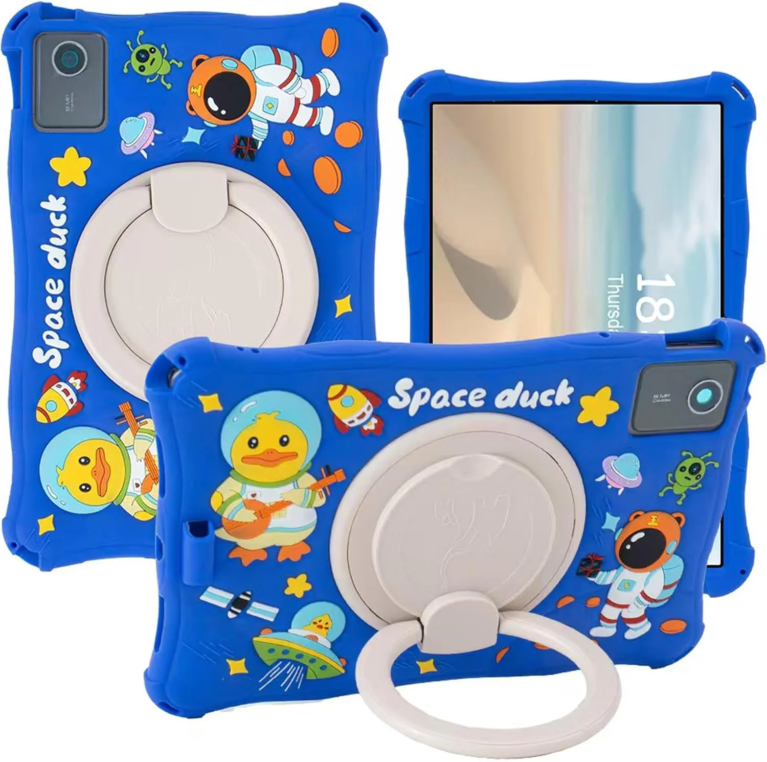 کیف تبلت برای لنوو تب M11 TB330FU 11 اینچ / لنوو پد 2024 TB331FC، کیف سیلیکونی نرم ضد استرس با پایه چرخان / نگهدارنده مداد / بند شانه / قلم برای لنوو تب M11 11 اینچ (آبی تیره)