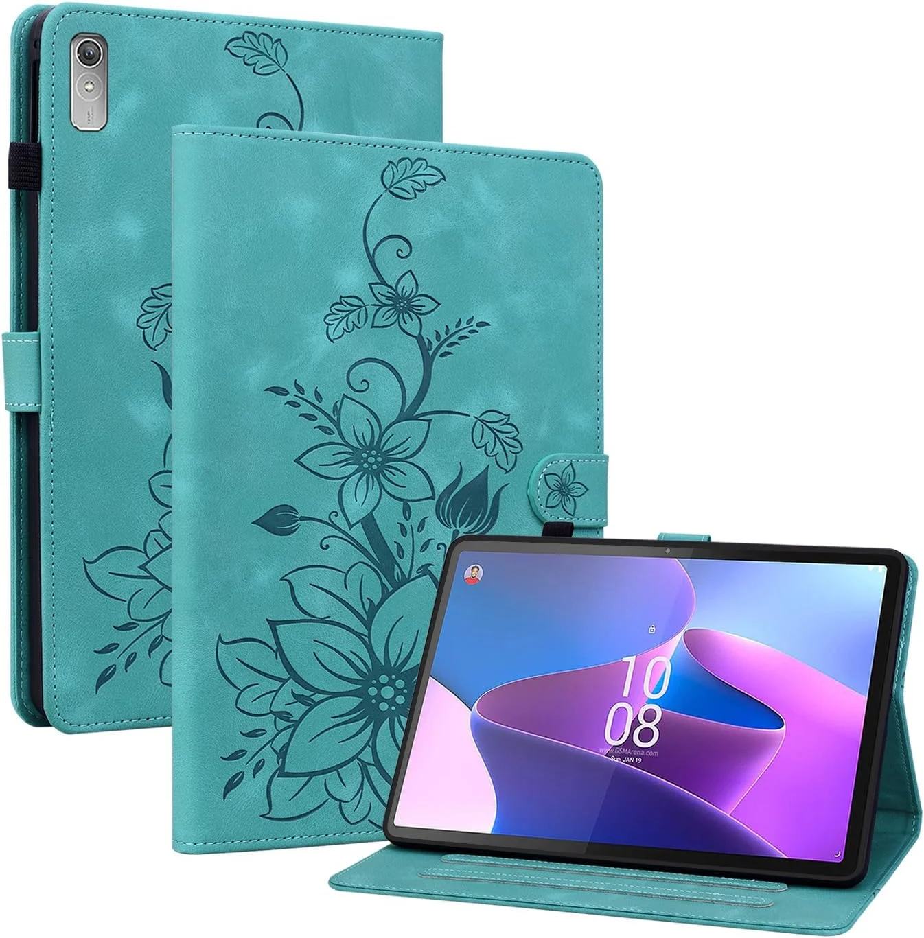 کیف محافظ تبلت لنوو تب M9 مدل TB-310FU 2023، کیف چرمی PU ممتاز با قفل مغناطیسی و استند به همراه جای قلم، سبز